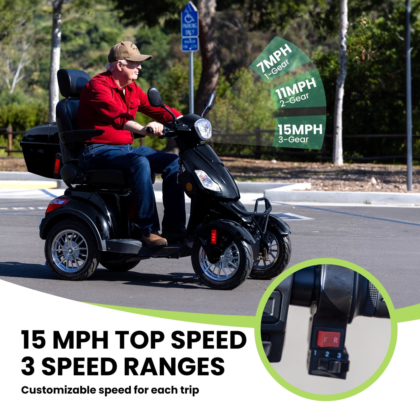 Tcdjtc 4 Wheel Mobility Scooters for Seniors, Adult Scooter with 800W Motor, Motorized Scooter for Adults, Heavy Duty Electric Scooter with 500 lb Capacity, 31 Miles Long Range, Instructions Included