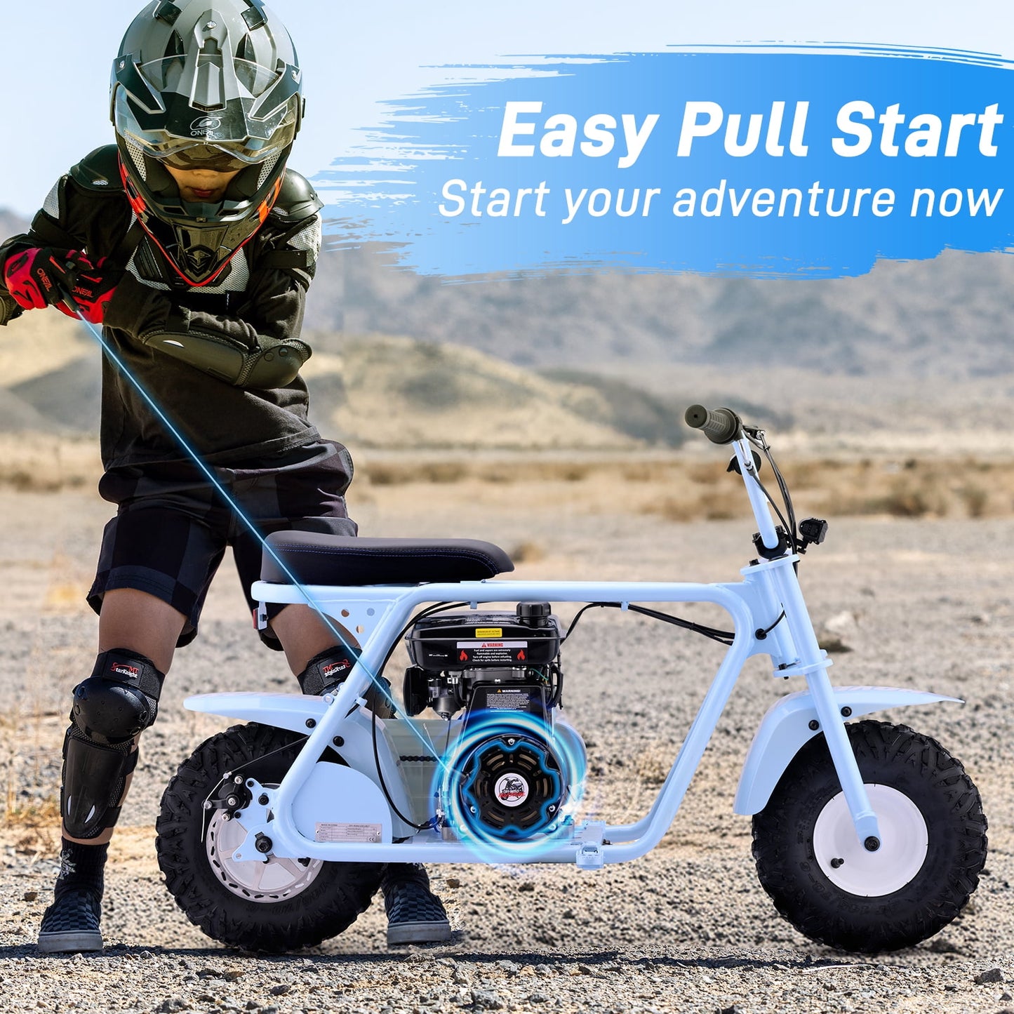 Aoemoe 99CC MB001 Gasoline Mini Dirt Bike,4-Stroke 18MPH Off Road Motorcycle, Weight Support Up to 165 LBS - Blue