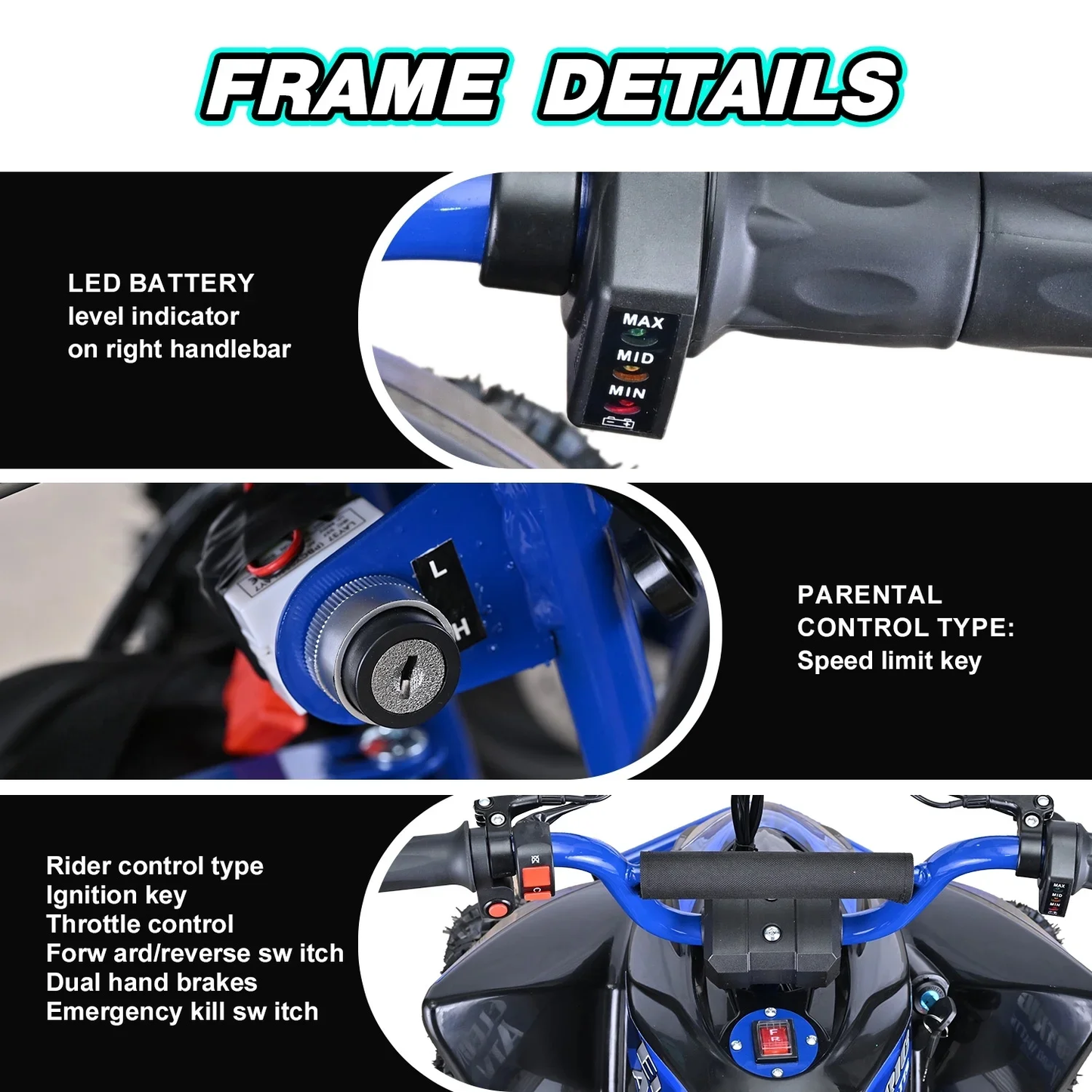 Electric ATV, 36V Kids Dirt Quad Bike with 500W Powerful Motor, Long Range 8-10 Miles, Electric 4-Wheeler with Parent Speed Control, Dual Suspensions for Boys Girls Off-road and Race