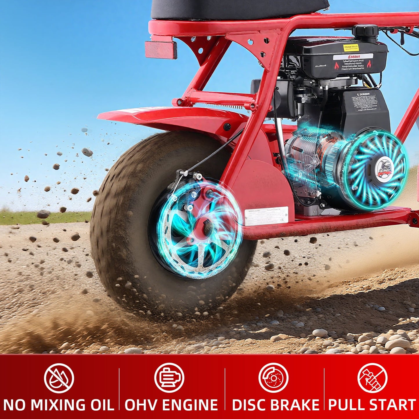 Mini Bike, Gas Dirt Bike, Minibike, Gas Powered Mini Bikes for Adults, 99cc-4 Stroke Pit Bikes with Led, Dirtbike Max Load 200 Lbs, Speed 34.5 KM/H, Perfect Gift