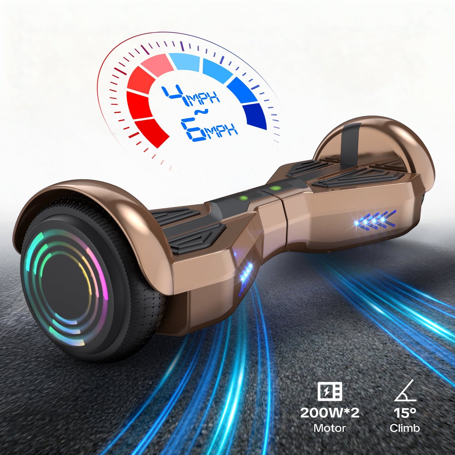 Off Road Electric Scooter with LED Lights & 400W Motor, Tcdjtc Self-Balance Scooter for Kids, Electric Scooter with Bluetooth Speakers, Kids Scooter with 9MPH Max Speed, All Terrain Scooter
