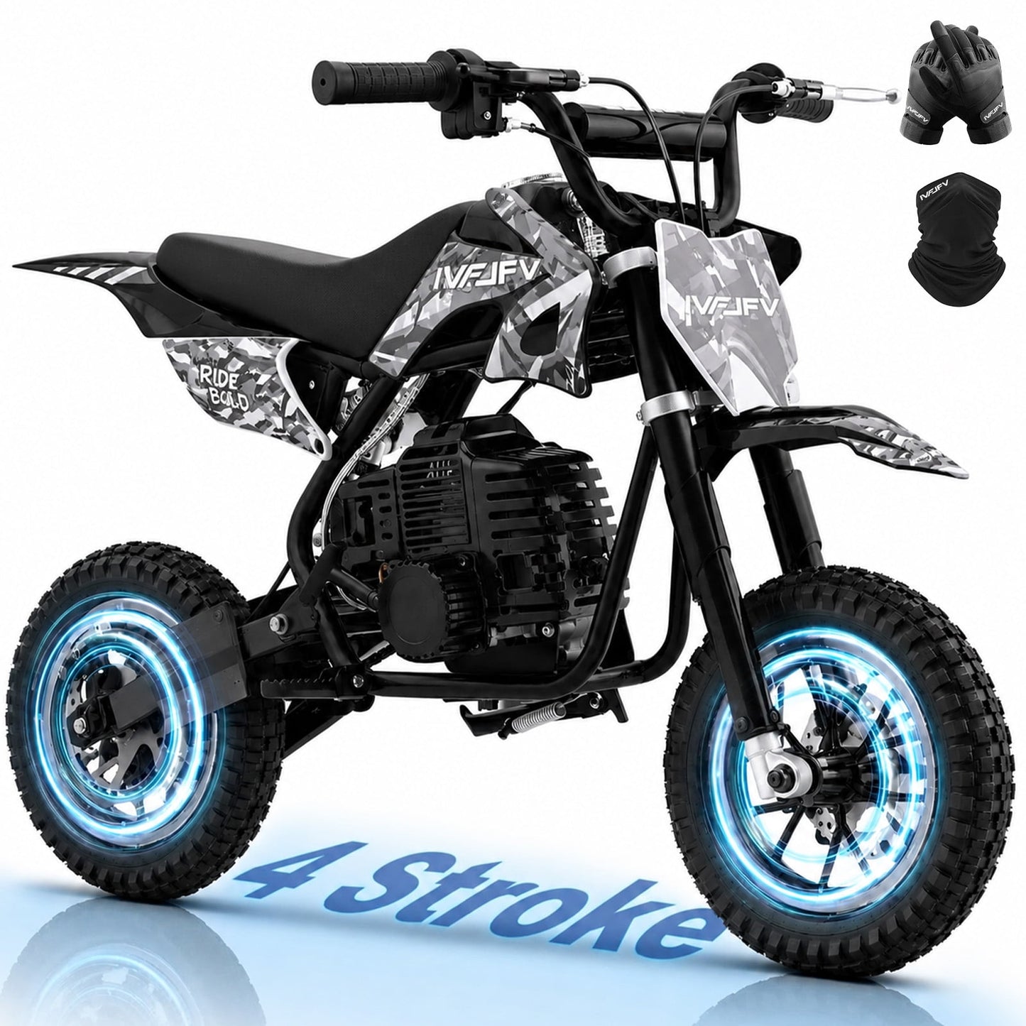 39cc 4-Stroke Off-Road Mini Bike Gas Powered, 20 MPH max Speed, 27 Miles Range, Dual Disc Brakes, EPA Approved Pocket Bike Supports 165 lbs for Teens,Black