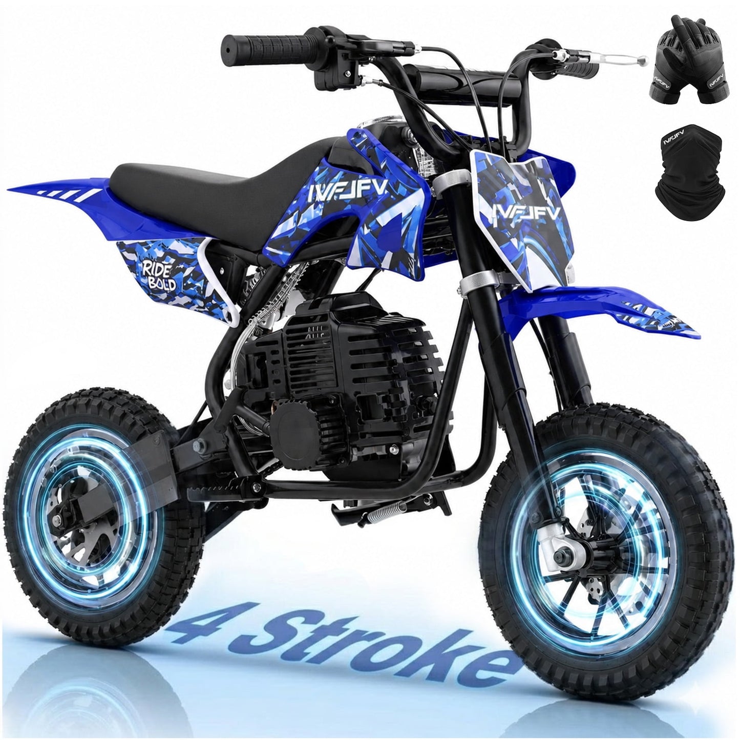 39cc 4-Stroke Off-Road Mini Bike Gas Powered, 20 MPH max Speed, 27 Miles Range, Dual Disc Brakes, EPA Approved Pocket Bike Supports 165 lbs for Teens,Blue