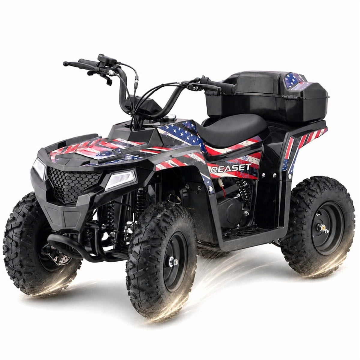 39cc Teen Gas ATV, Gas Powered 4 Wheeler for Teens 16+, 4-Stroke Beginner ATV, Up to 15 MPH, Adjustable Speed, Safety Switches, Front & Rear Brake - Flag