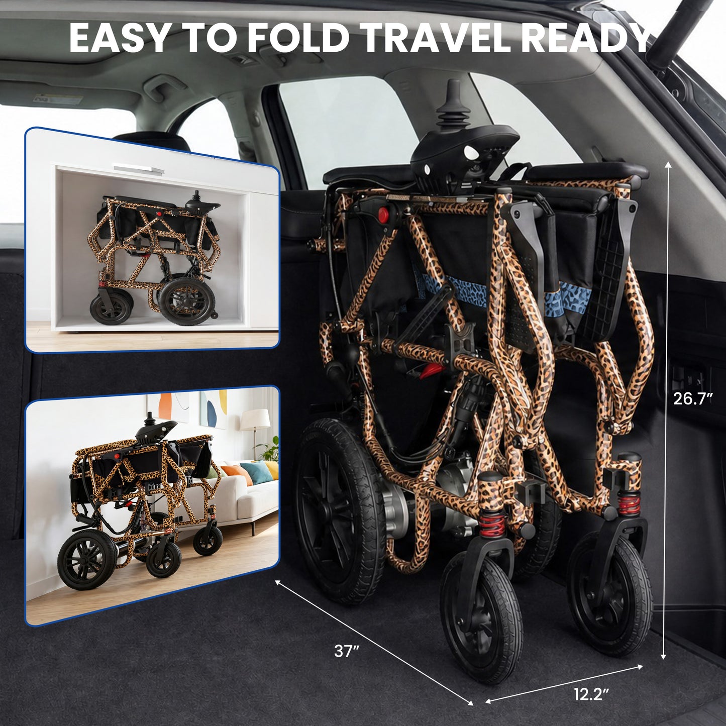 LiltJan Electric Wheelchair for Adults, Lightweight Foldable Motorized Wheelchair with 15-Mile Range, 360° Joystick & All-Terrain Power, Supports 286 lbs, LED Safety Lights, Travel Portable
