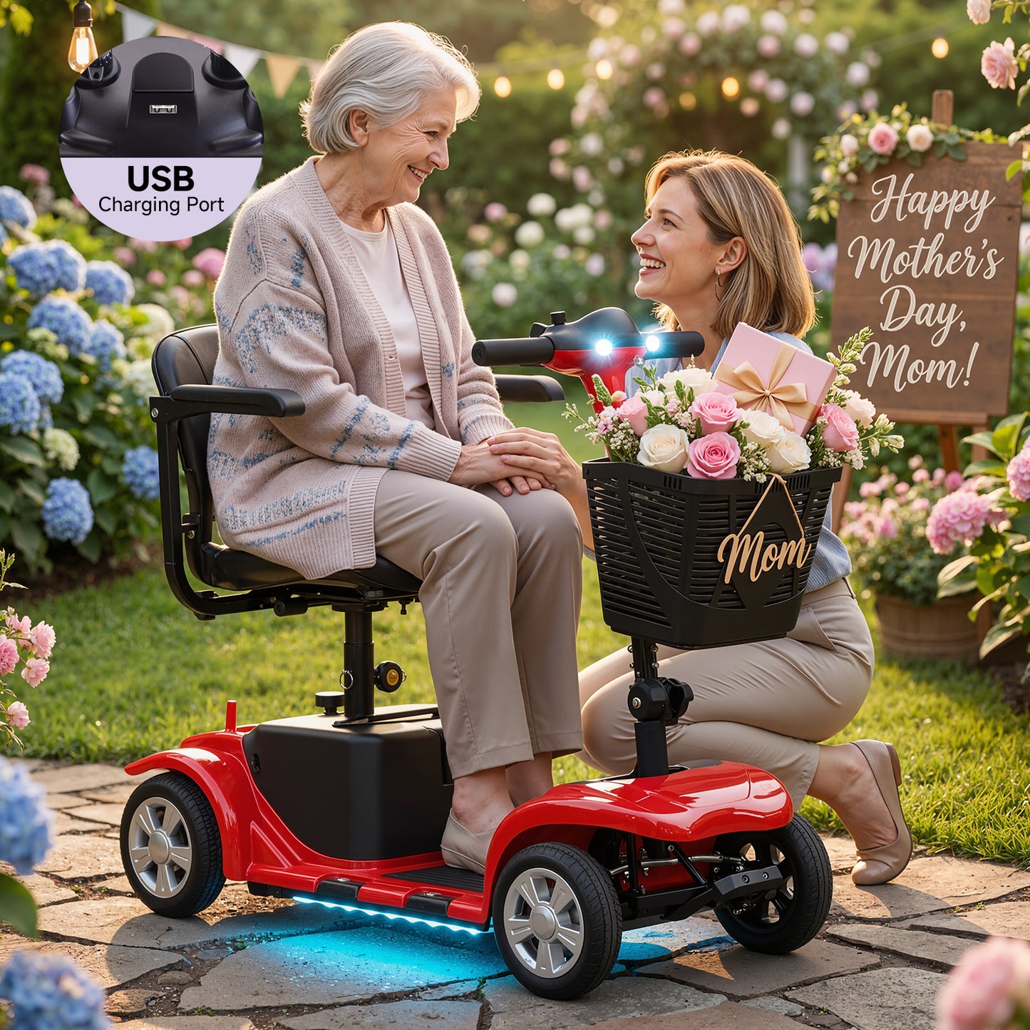 LiltJan Foldable Mobility Scooter for Adults Elderly– Mobility Scooter for Seniors 4-Wheel Portable Motorized Scooter with 300 lbs Capacity with 15 Miles Range
