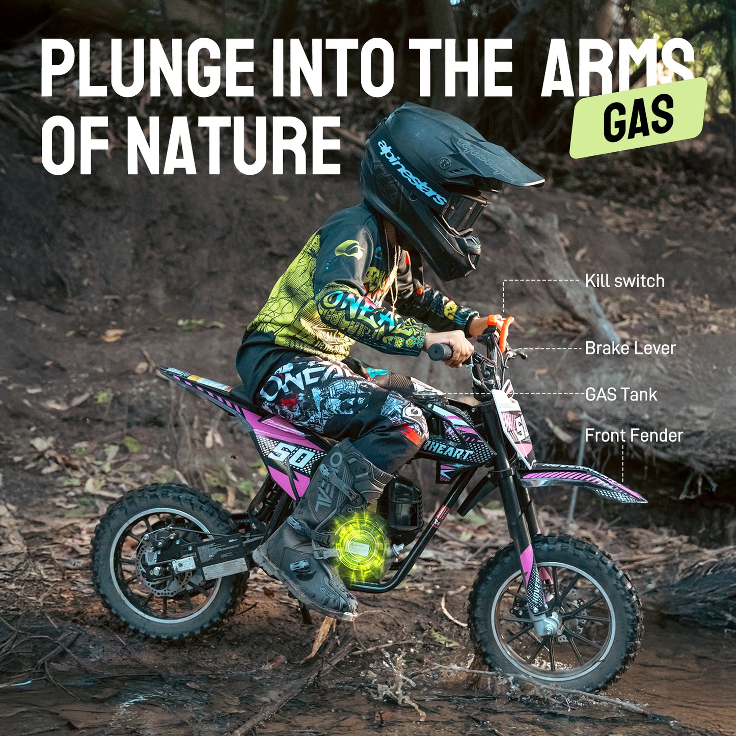 Hoverheart Gas Dirt Bike DB4S004 50cc 4-Stroke Gas Powered Mini Bike
