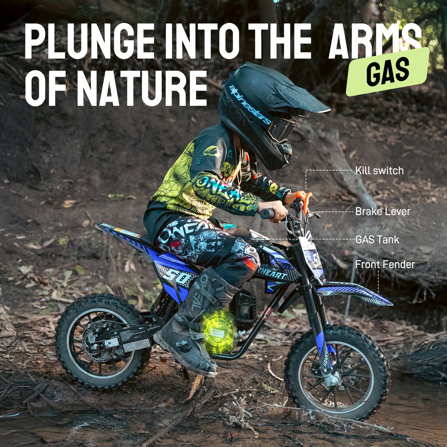 Hoverheart Gas Dirt Bike DB4S004 50cc 4-Stroke Gas Powered Mini Bike