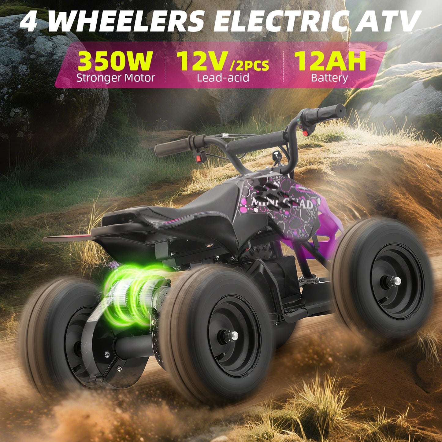 MOSTA Electric Dirt Quad 24V 500W ATV with Suspension with Forward and Reverse Functions