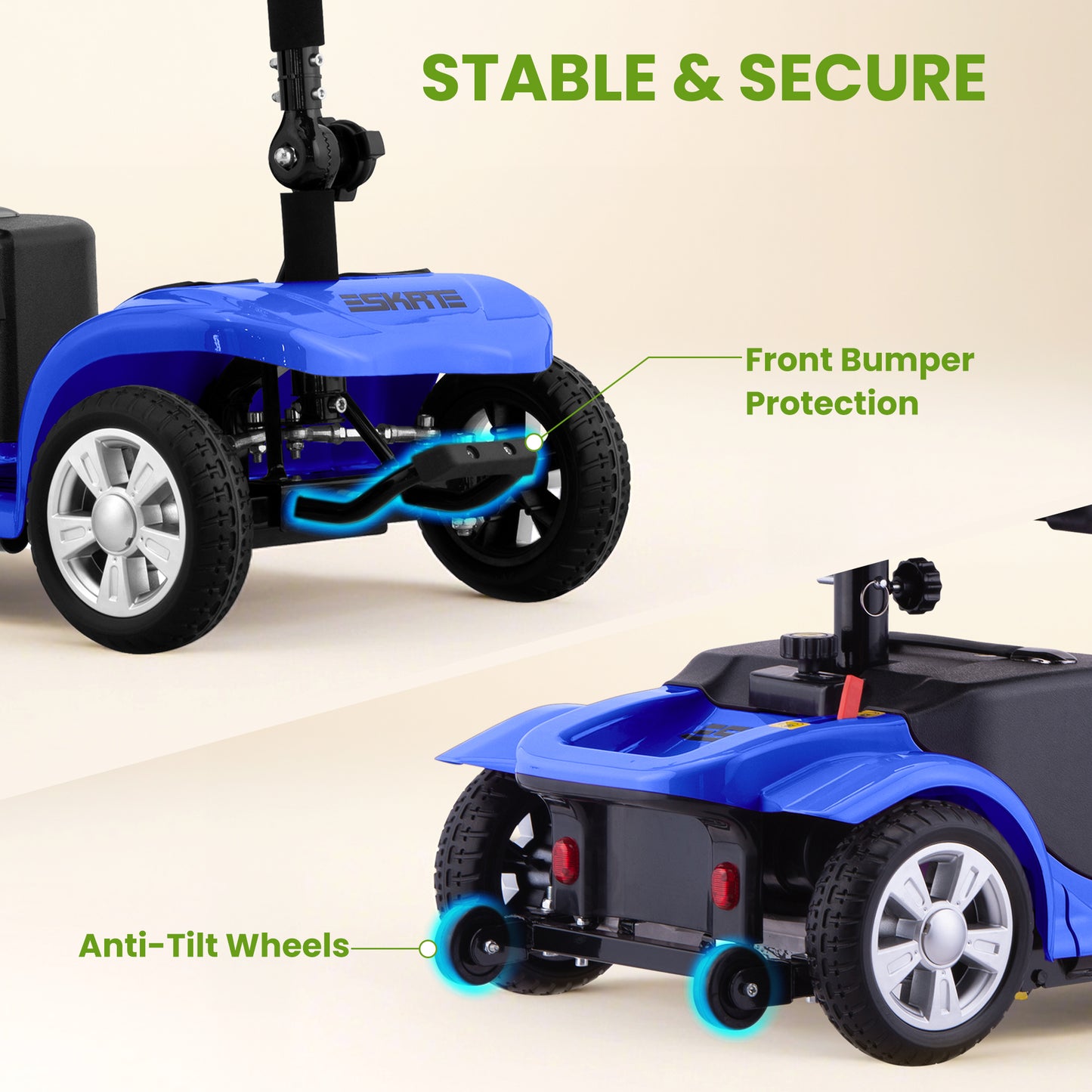 Scooter for Adults, Senior, skmc 4 Wheels Electric Powered Chargeable Device Lightweight and Portable Charger Included