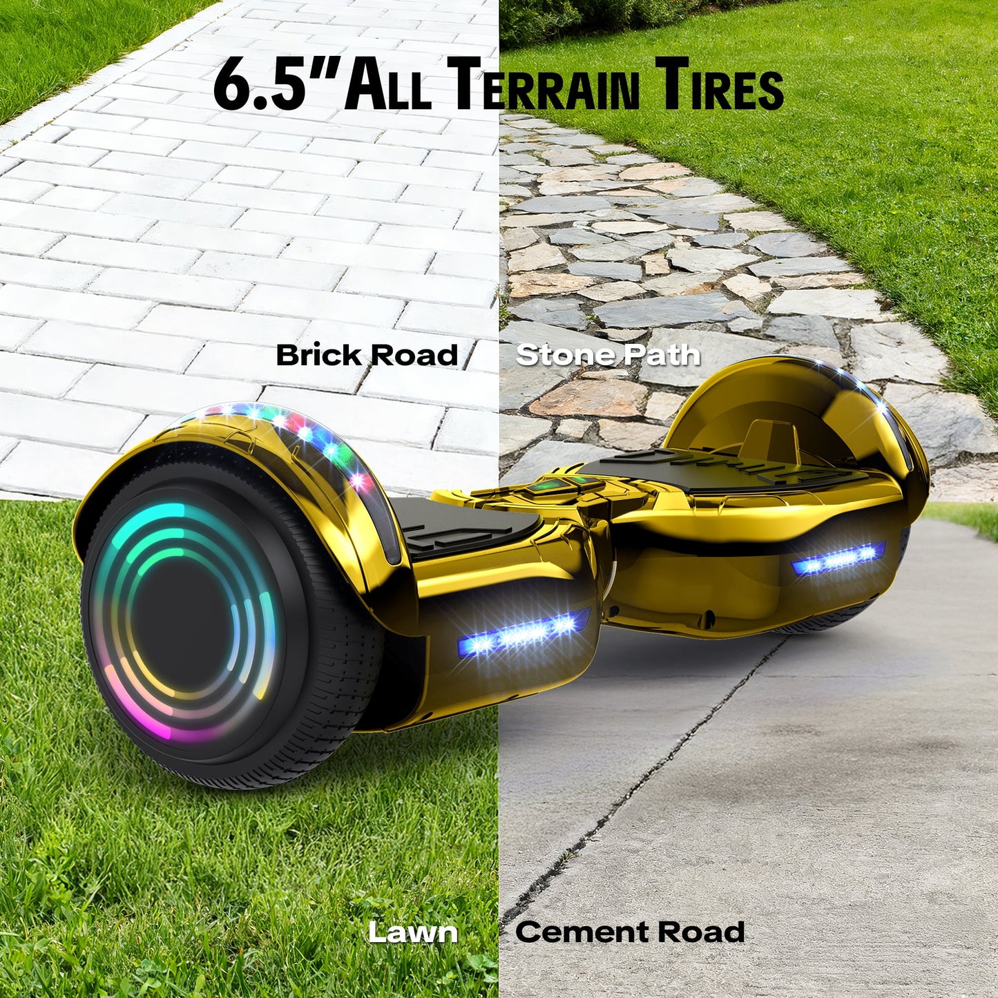 Mosta Hover Electric Scooter Board for Kids & Adults, 9 mph & 9 Miles All Terrain Self-Balance Scooter with Bluetooth and Led Lights,6.5 inch,165 lbs capacity,LED Light,Perfect Gift