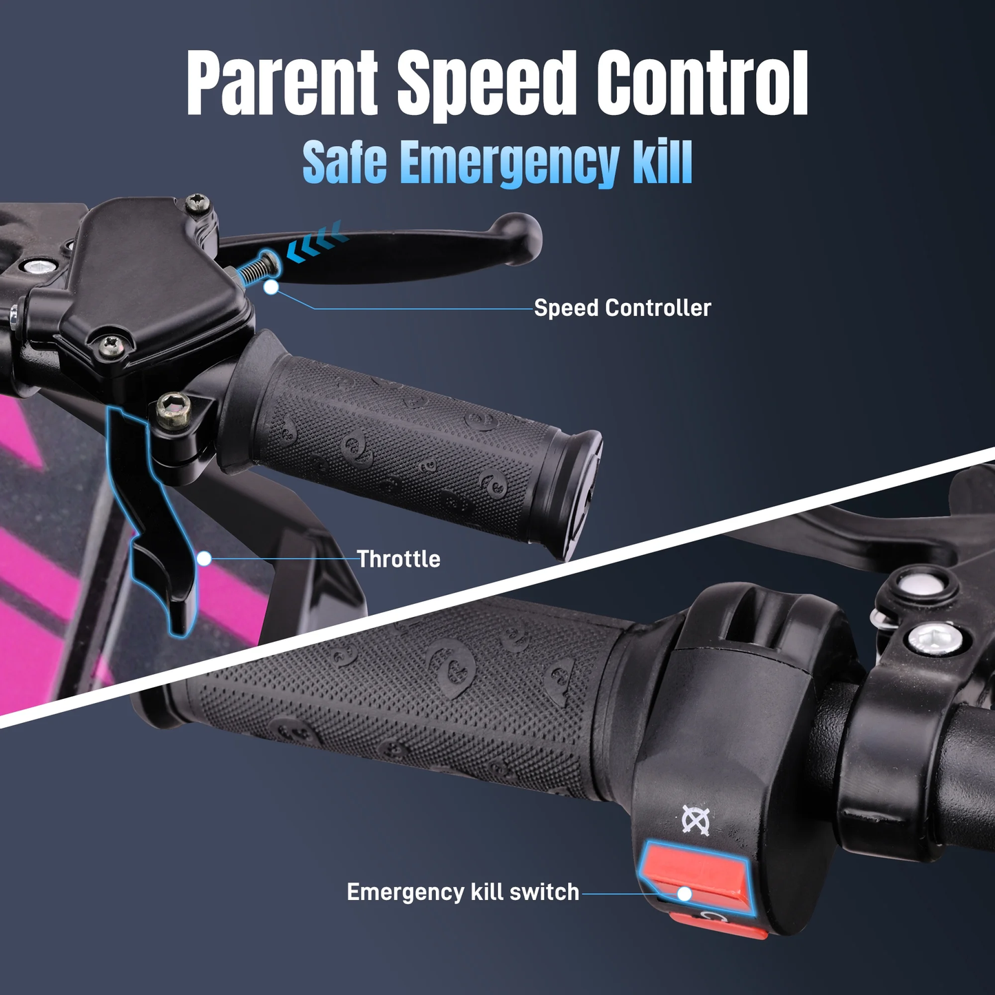 Aoemoe 40 cc Gas Off-Road Ride-On, 10-15.5 mph, Parent Speed Key, Pink