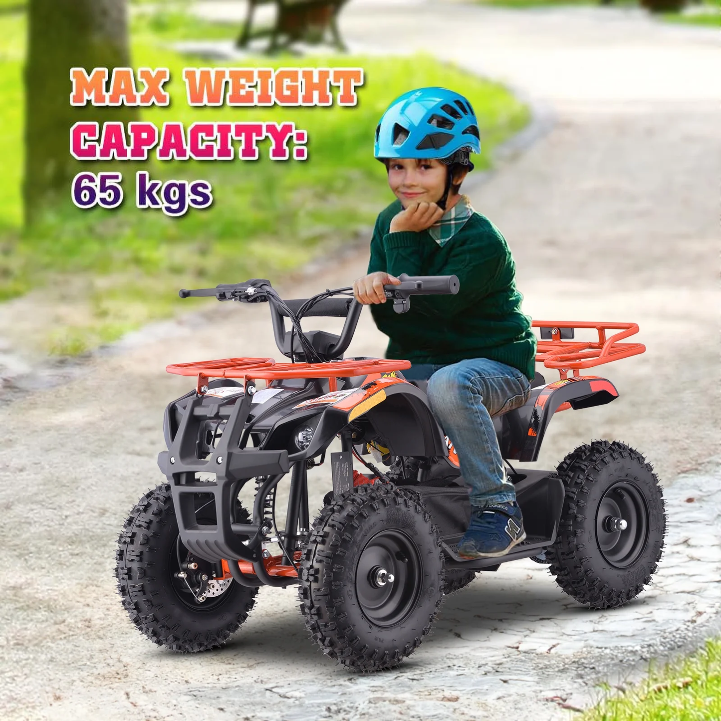 500W 36V Battery Ride-On Off-Road 4-Wheeler – 15-Mile Range, Orange