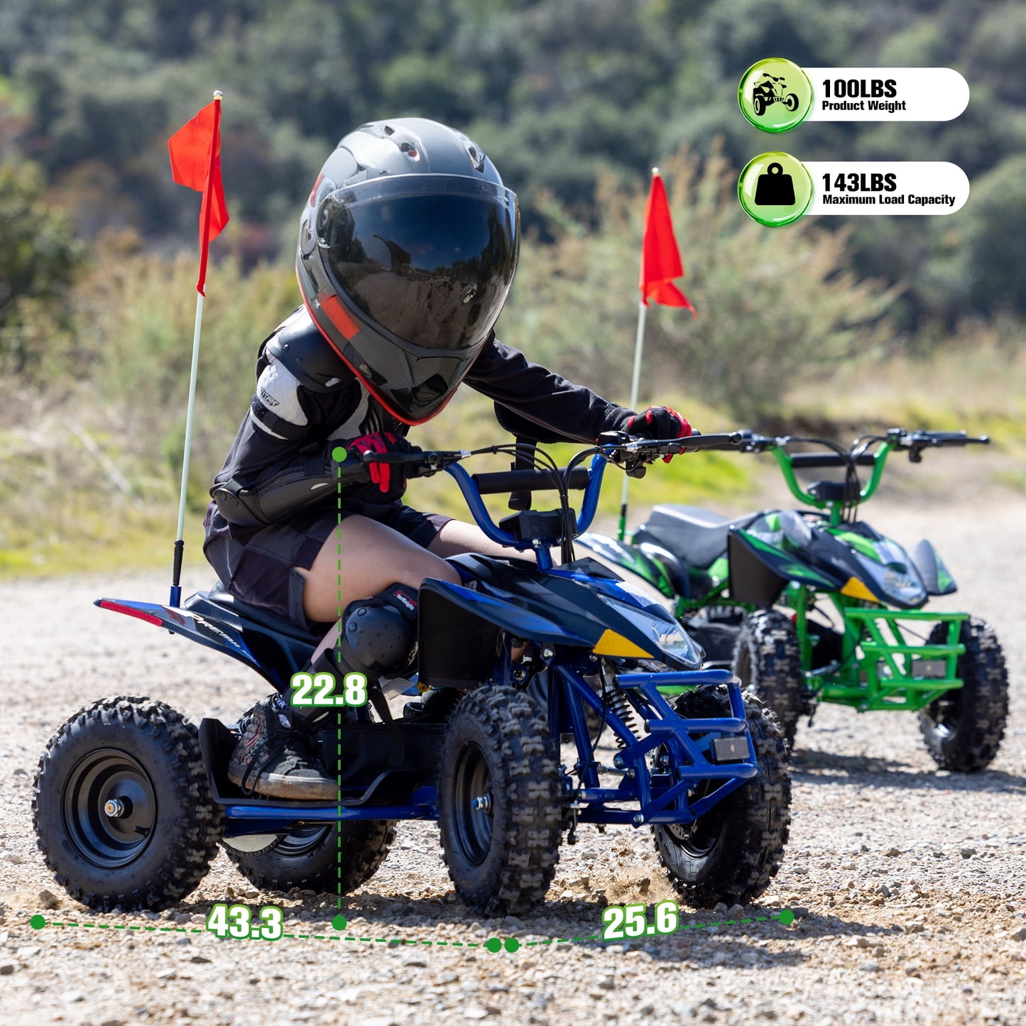 QEASET 36V 500W Ride-On Buggy Off-Roader, Parent Speed Key 10-15 mph, 15-Mile Range, Green