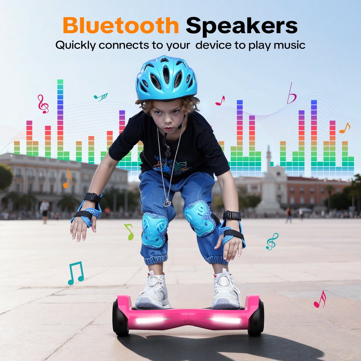MOSTA All Terrain Self-Balance Scoote ,Electric Scooter Board for Kids & Adults with Bluetooth and Led Lights,6.5 inch, 9 Miles Max 165 lbs capacity Perfect Gift