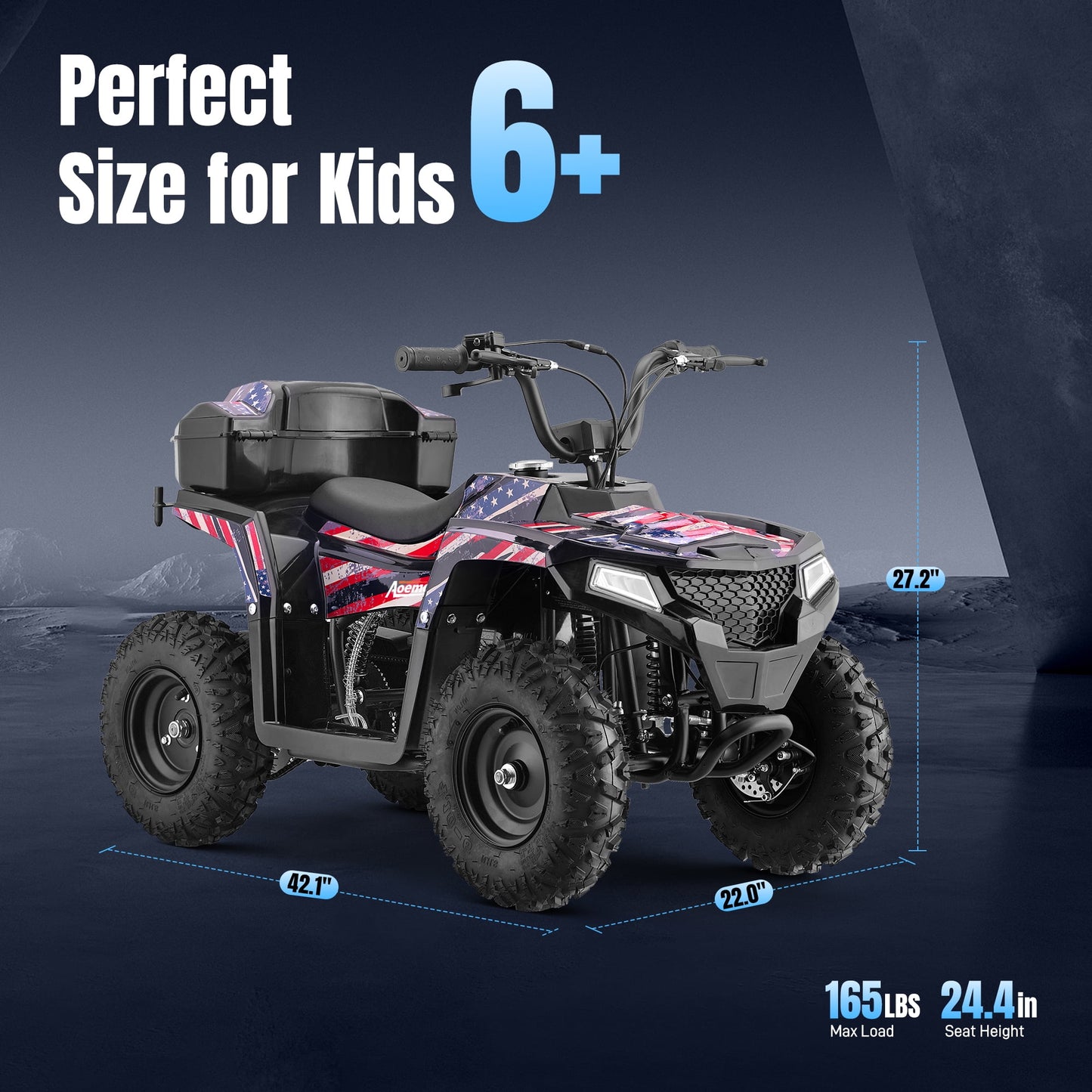 Aoemoe 40 cc Gas Off-Road Ride-On, 10-15.5 mph, Parent Speed Key, flag