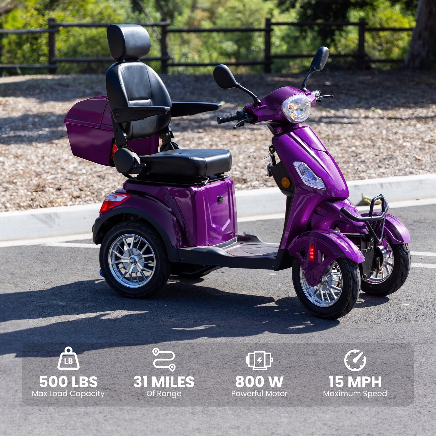 Tcdjtc 4 Wheel Mobility Scooters for Seniors, Adult Scooter with 800W Motor, Motorized Scooter for Adults, Heavy Duty Electric Scooter with 500 lb Capacity, 31 Miles Long Range, Instructions Included