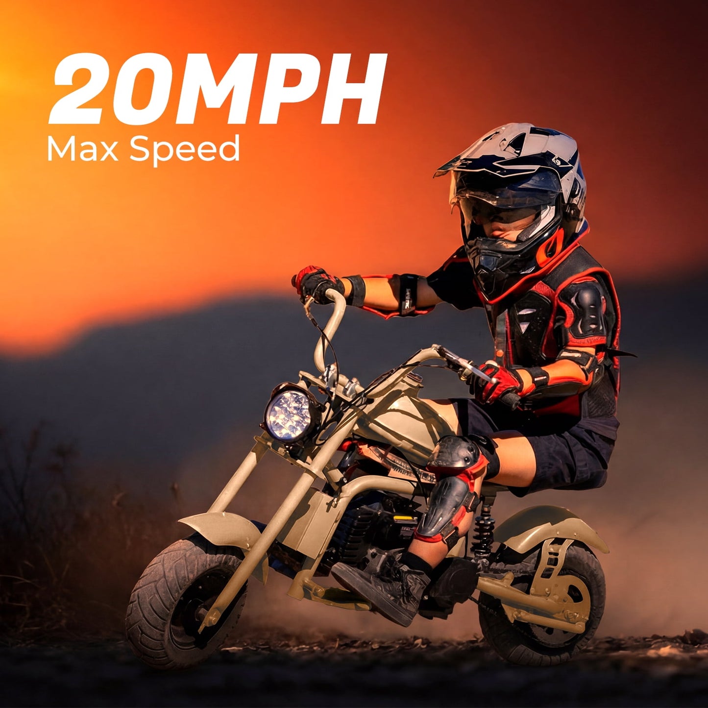 Aoemoe 40cc 4-Stroke Gas Powered Dirt Bike Switch for young rides, Disc Brakes, EPA Certified, Sand
