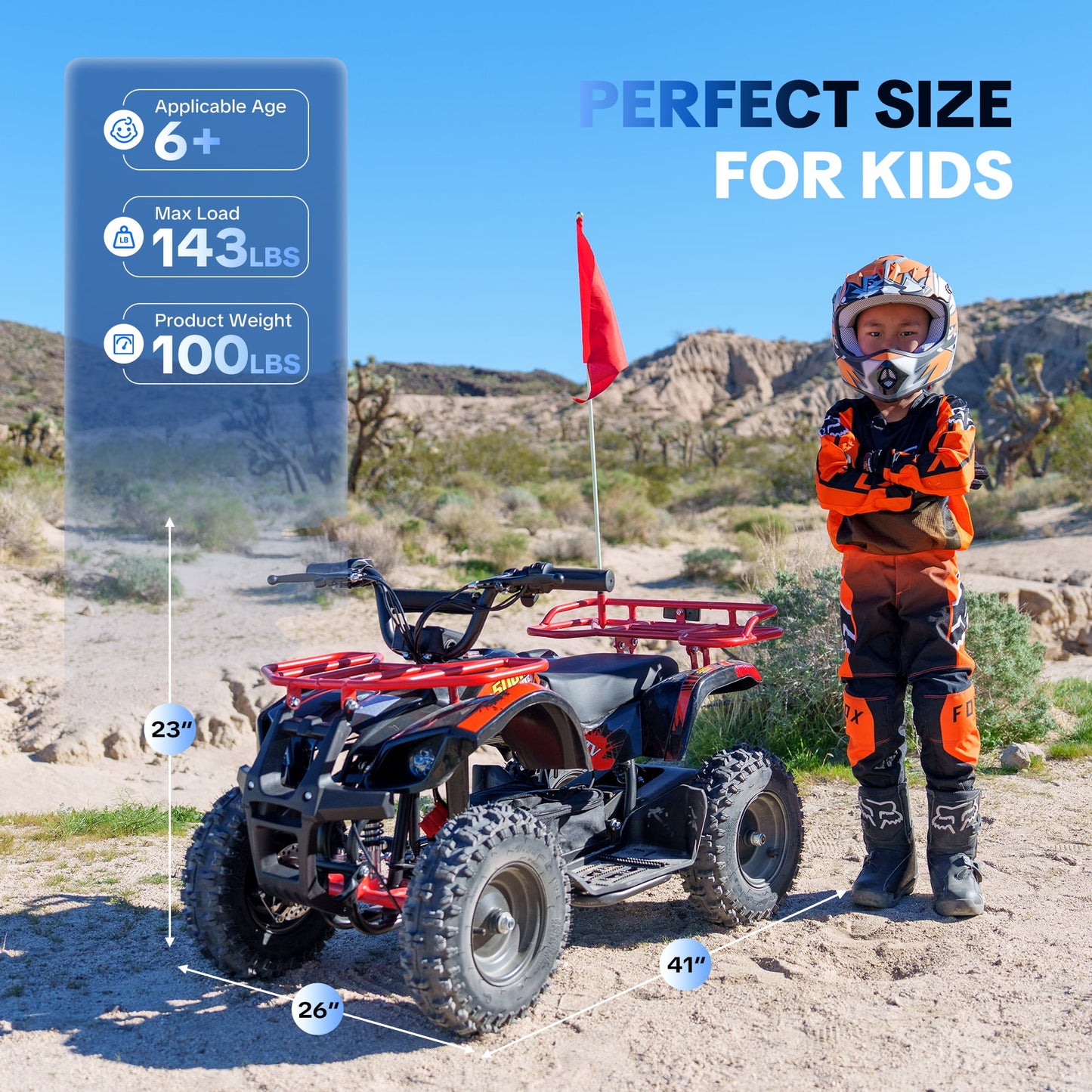 Aoemoe 500W 36V Battery-Powered Ride-On Off-Road 4-Wheeler – 15 Mile Range, Red