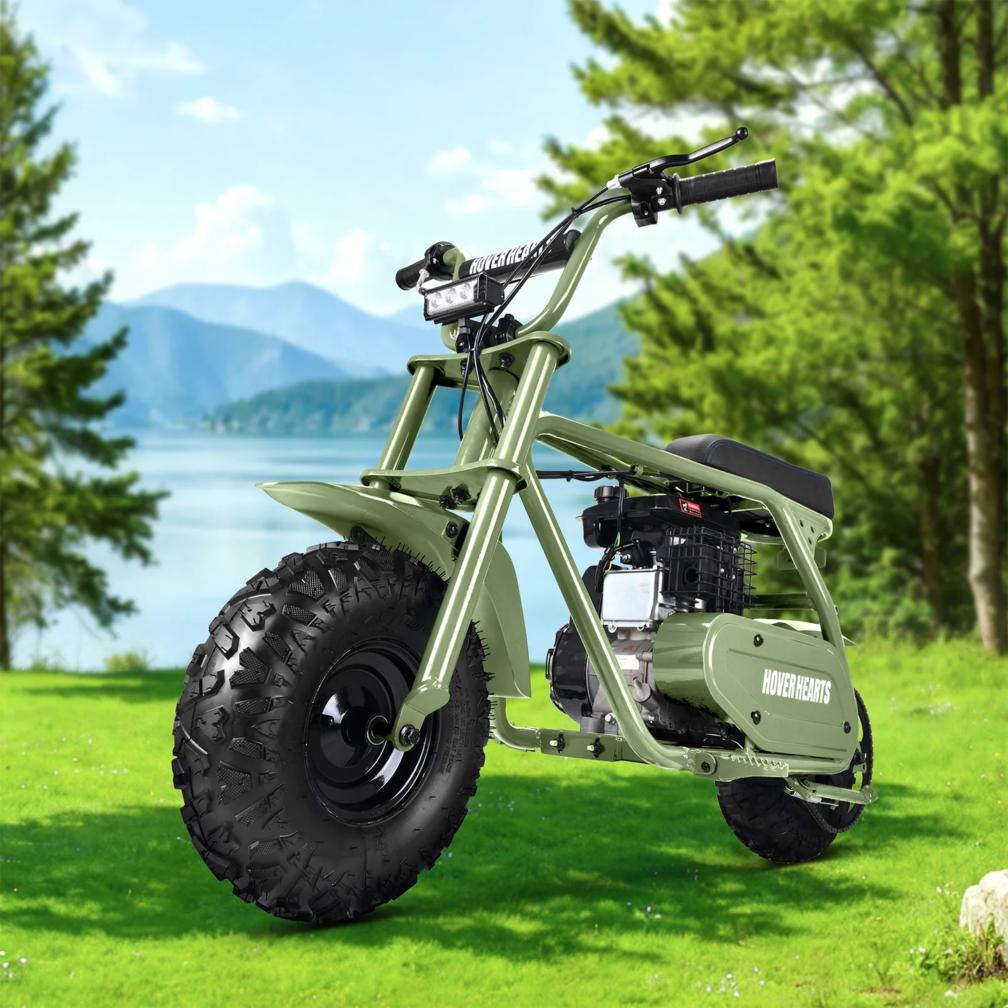 Aoemoe 99CC MB001 Gasoline Mini Dirt Bike,4-Stroke 18MPH Off Road Motorcycle, Weight Support Up to 165 LBS - Army green