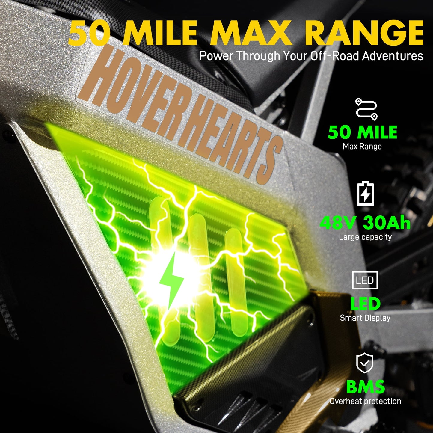 HOVERHEART 48V 3000W(Peak Power)Electric Dirt Bike for Adults - 42Mph Max Speed,Off-Road Motorcycle with Safe LFP Battery and Dual Hydraulic Disc Brakes