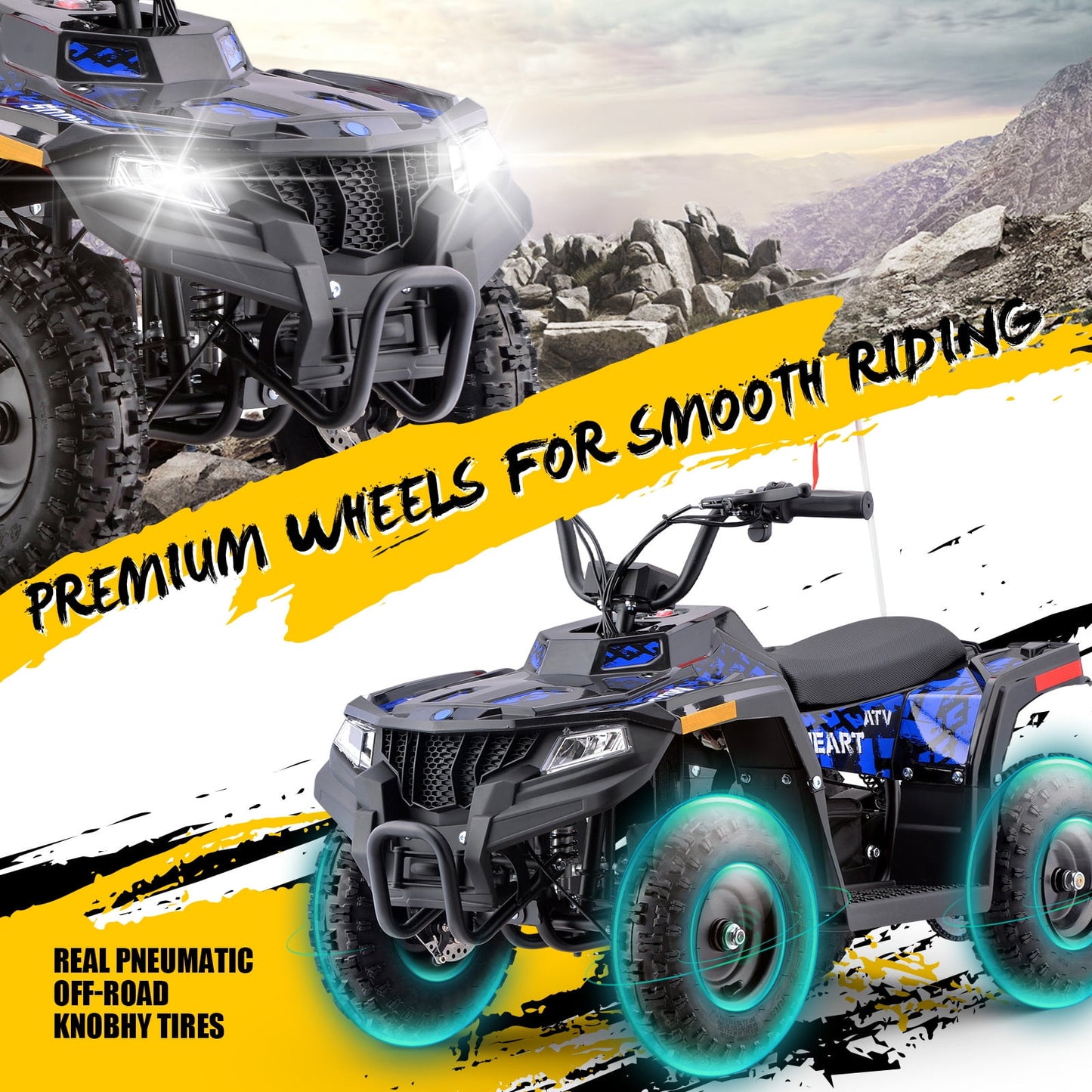 Aoemoe 36V Battery-Powered Ride-On Off-Road Buggy – 2-Speed Parent-Lock, 10-Mile Range ,Blue