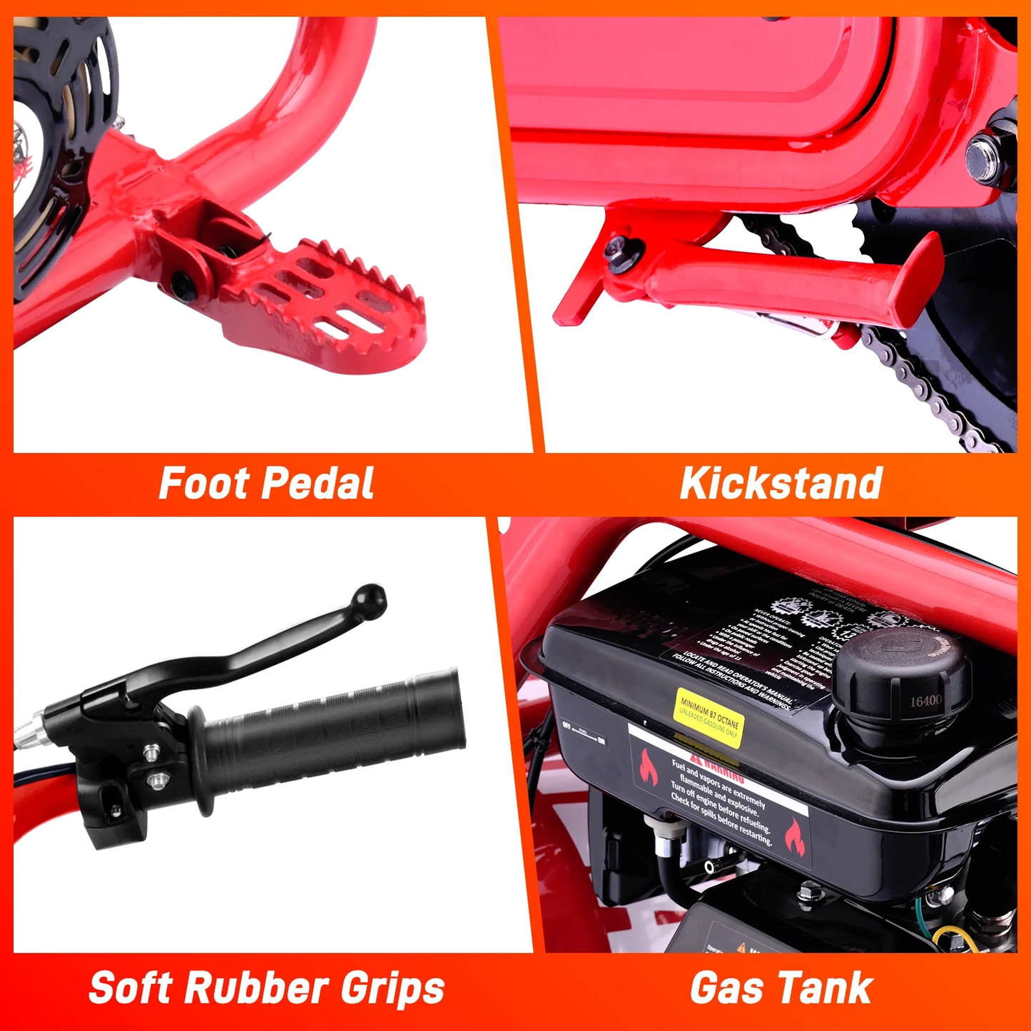 Aoemoe 99CC MB001 Gasoline Mini Dirt Bike,4-Stroke 18MPH Off Road Motorcycle, Weight Support Up to 165 LBS - Red