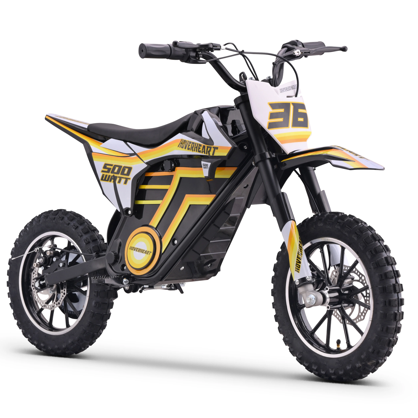 QEASET electric dirt bike, 500W kids dirt bike for Boys Girls Age 8-14, Yellow