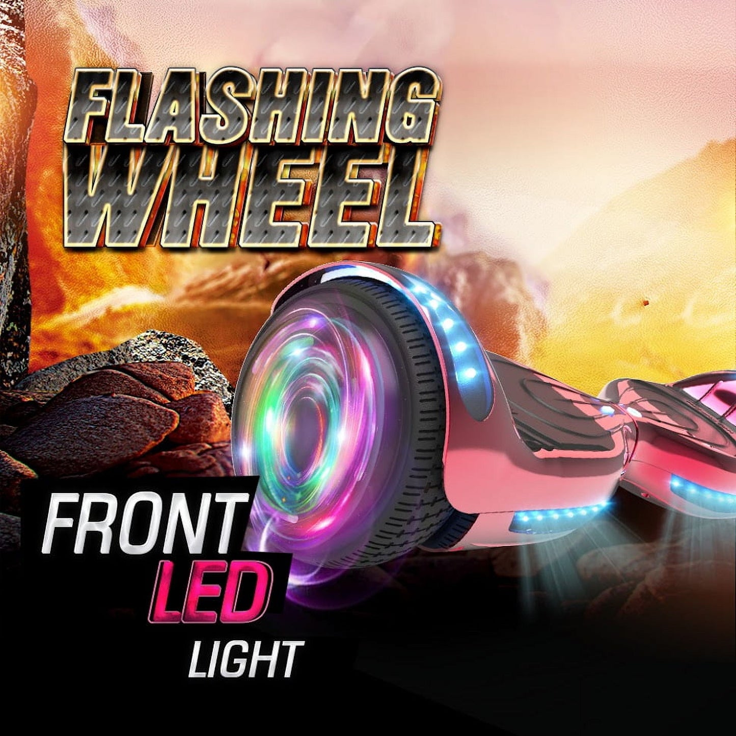 Flash Wheel Hoverboard 6.5" Bluetooth Speaker with LED Light Self Balancing Wheel Electric Scooter, Chrome Red