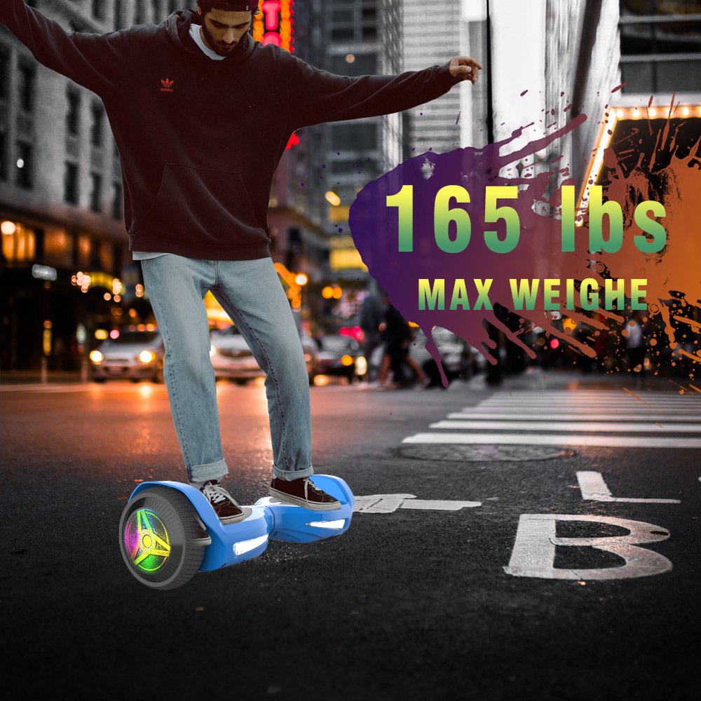 Hover Off Road Board Electric Scooter with LED Lights & 400W Motor, Kids Scooter with 9MPH Max Speed, Electric Scooter with Bluetooth Speakers, Tcdjtc Self-Balance Scooter for Kids