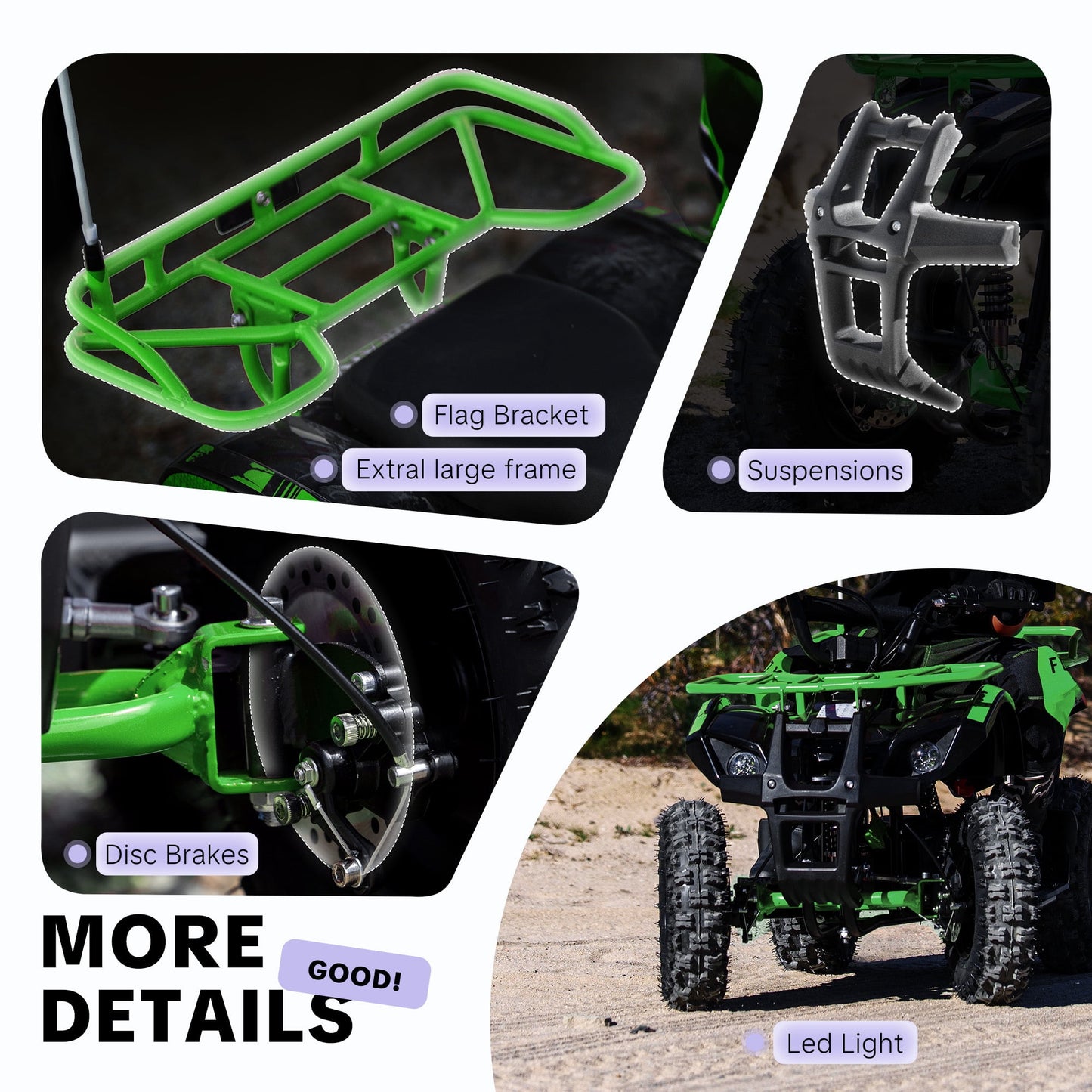 36V 500W Electric 4 Wheeler for age 12+,10/15 MPH Speed Adjustment,IVFJFV 12AH Battery Powered 4 Wheel with Safety Lock,Powered Ride-on Car Dual Shock Absorbers,LED Light,10" Off-Road Tires,