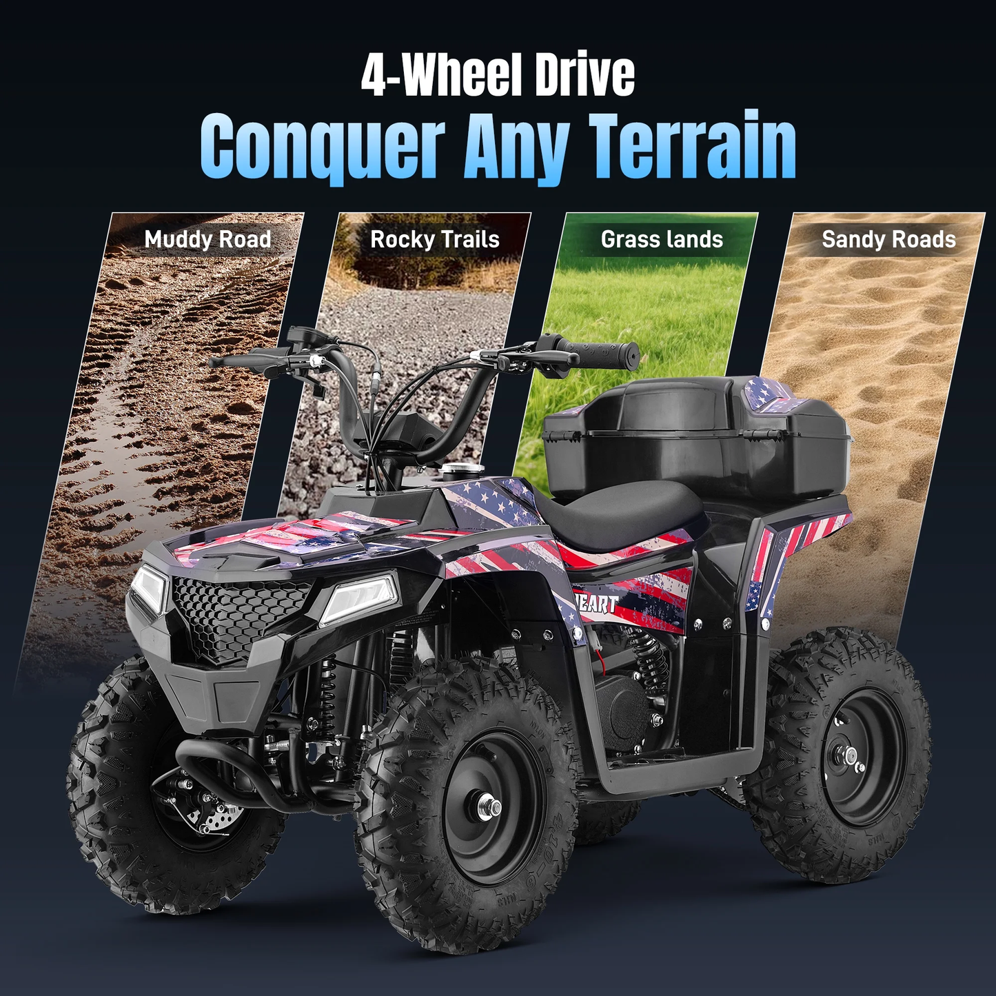 Aoemoe 40 cc Gas Off-Road Ride-On, 10-15.5 mph, Parent Speed Key, flag