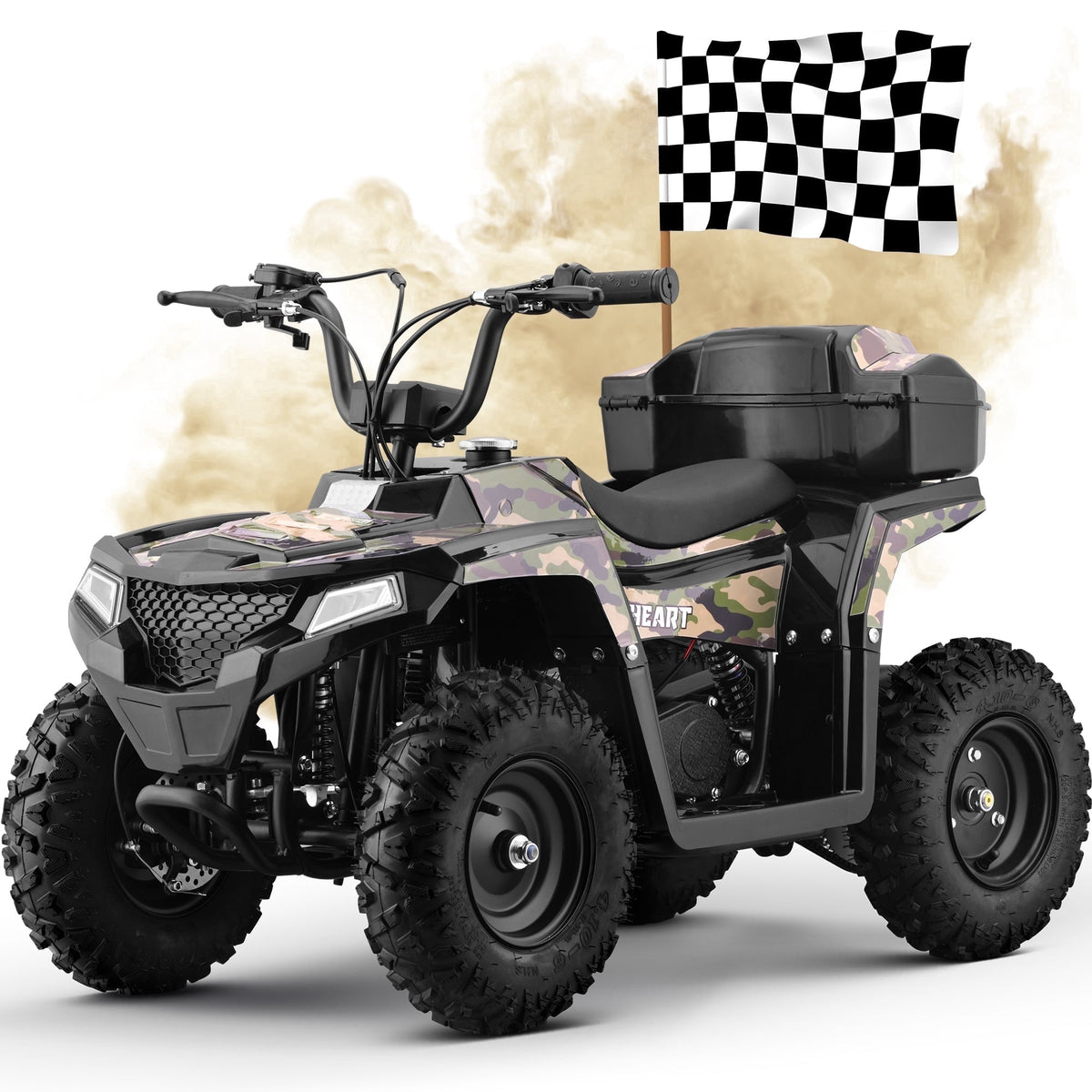 IVFJFV 40 cc Trail Blazer Ride-On Buggy,4 Stroke Dual-Speed Off-road 4-Wheeler, Key-Lock Safe & 10-15mph, Front & Rear Shocks and Knobby Tires for Grass, Dirt and Gravel,GREEN CAMO