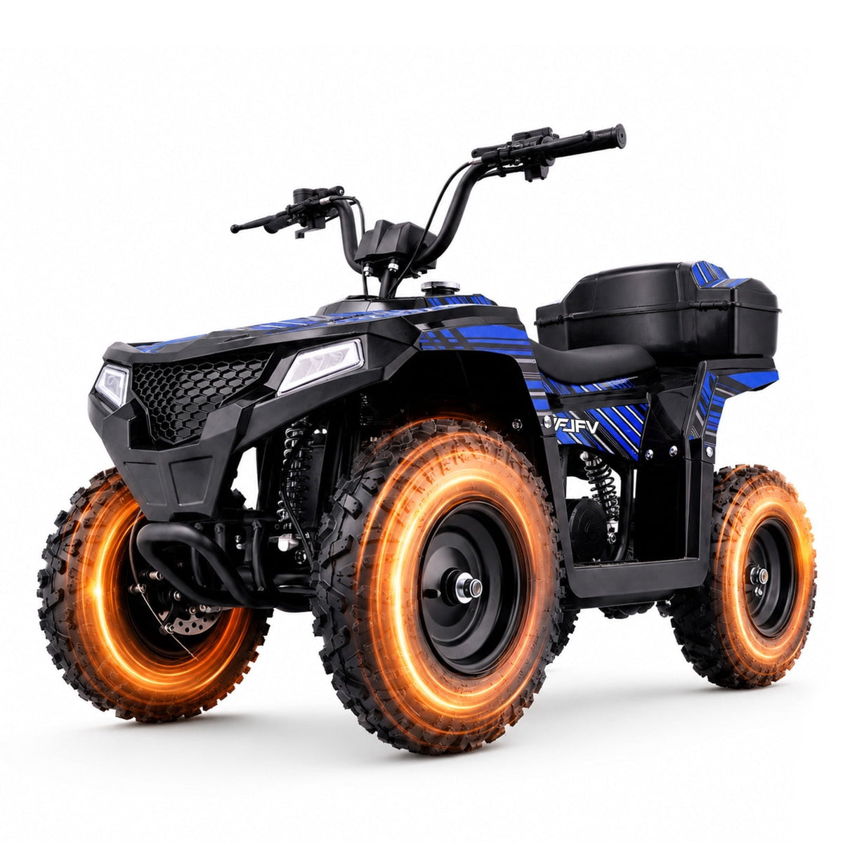 IVFJFV 40cc 4-Stroke 4-Wheeler,Dual-Speed Off-Road Car Gas Four-Wheeler,Gas Powered 4 Wheel with Key Lock & Parent Limited Speed 10-15MPH & Dual Shocks & All-terrain Tire,Chain Drive,Blue