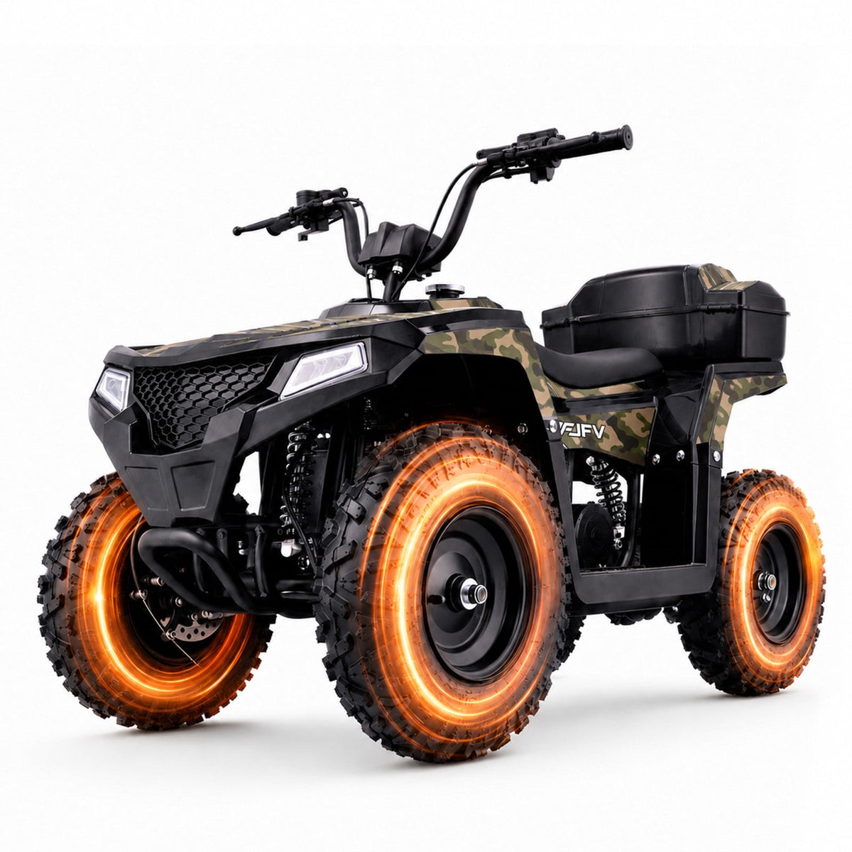 IVFJFV 40cc 4-Stroke 4-Wheeler,Dual-Speed Off-Road Car Gas Four-Wheeler,Gas Powered 4 Wheel with Key Lock & Parent Limited Speed 10-15MPH & Dual Shocks & All-terrain Tire,Chain Drive,Green Camo