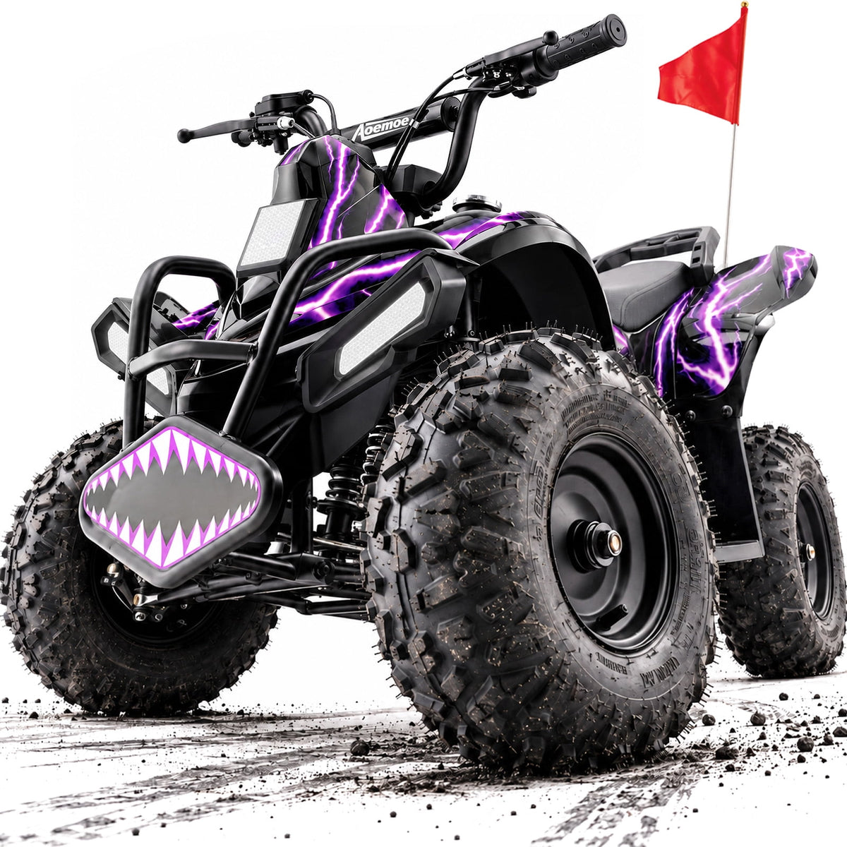 40cc Kid Gas ATV, Gas Powered 4 Wheeler for Kid 6+, 4-Stroke Beginner ATV, Up to 15 MPH, Adjustable Speed, Safety Switches, Front & Rear Brakes - Purple