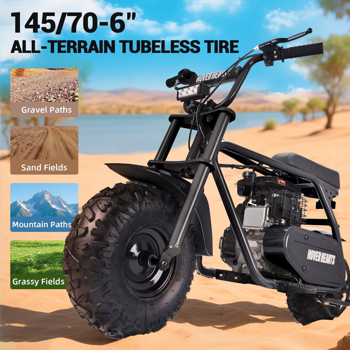 Aoemoe MB001 Gas Powered Mini Dirt Bike 99CC for Teens and Adults, 22MPH Off Road Motorcycle, Weight Support Up to 200 LBS - Black