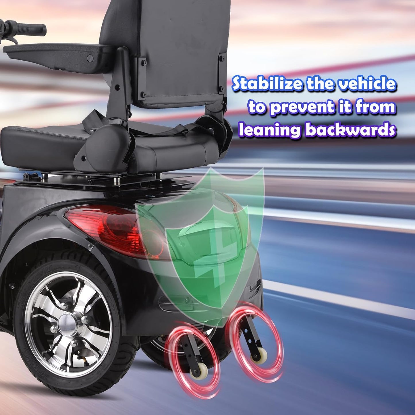 Super Large Electric 3 Wheel Mobility Scooters, Heavy Duty 800W Wheelchair Device, 500 LBS Capacity for Seniors & Adults, Speed Adjust, Remote Key, Receive Ready to Ride.（Black）