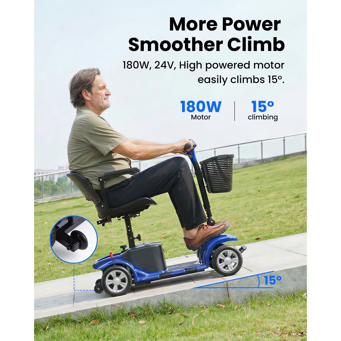 QEASET 4 Wheel Mobility Scooter,Mobility Scooter for Adults, Senior, Electric Powered Chargeable Device for Travel,Mother's Day gift