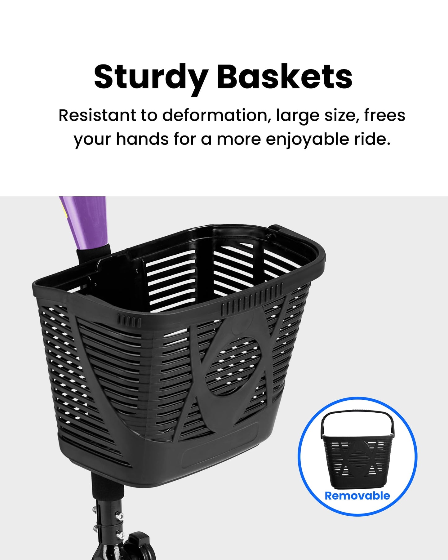 4 Wheels Mobility Scooter for Adults, Senior Electric Powered Chargeable Device for Travel, Lightweight and Portable, with LED Headlights and Basket, Charger Included (Purple)