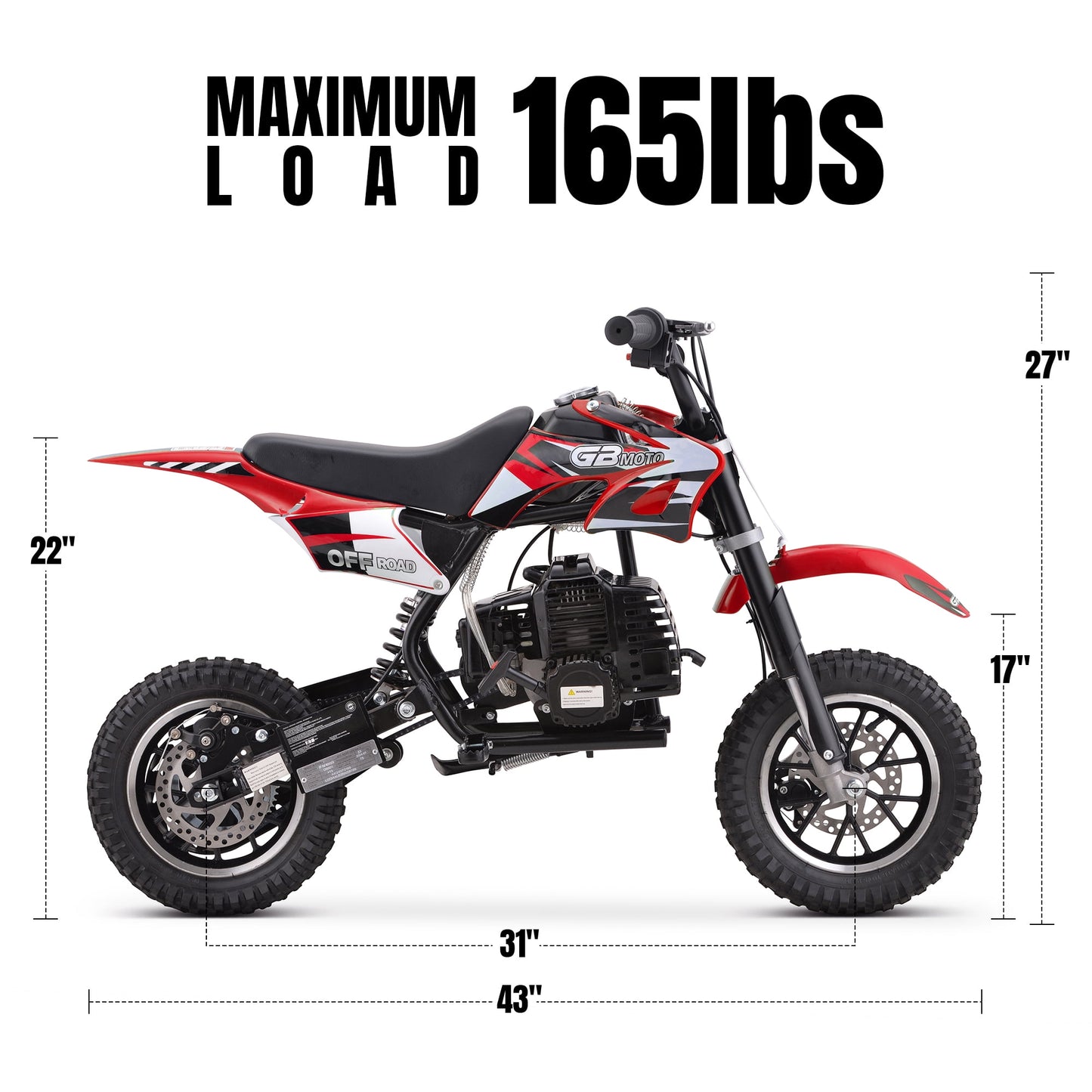 QEASET 39CC 4-Stroke Mini Bike, Up to 20 MPH, Ages 13+, Off-Road Dirt bike, Red