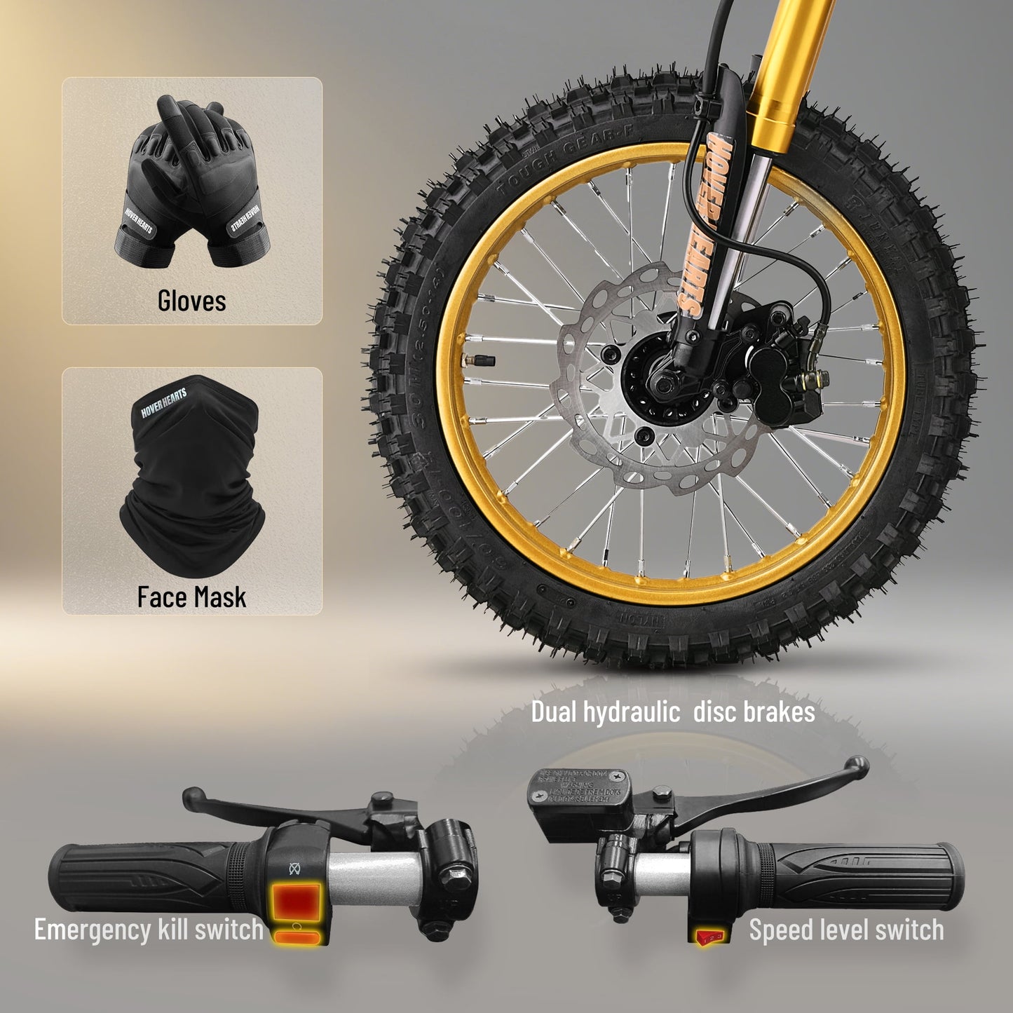Aoemoe 48V Electric Dirt Bike 3000W (Peak Power) 55km/h(Gold)