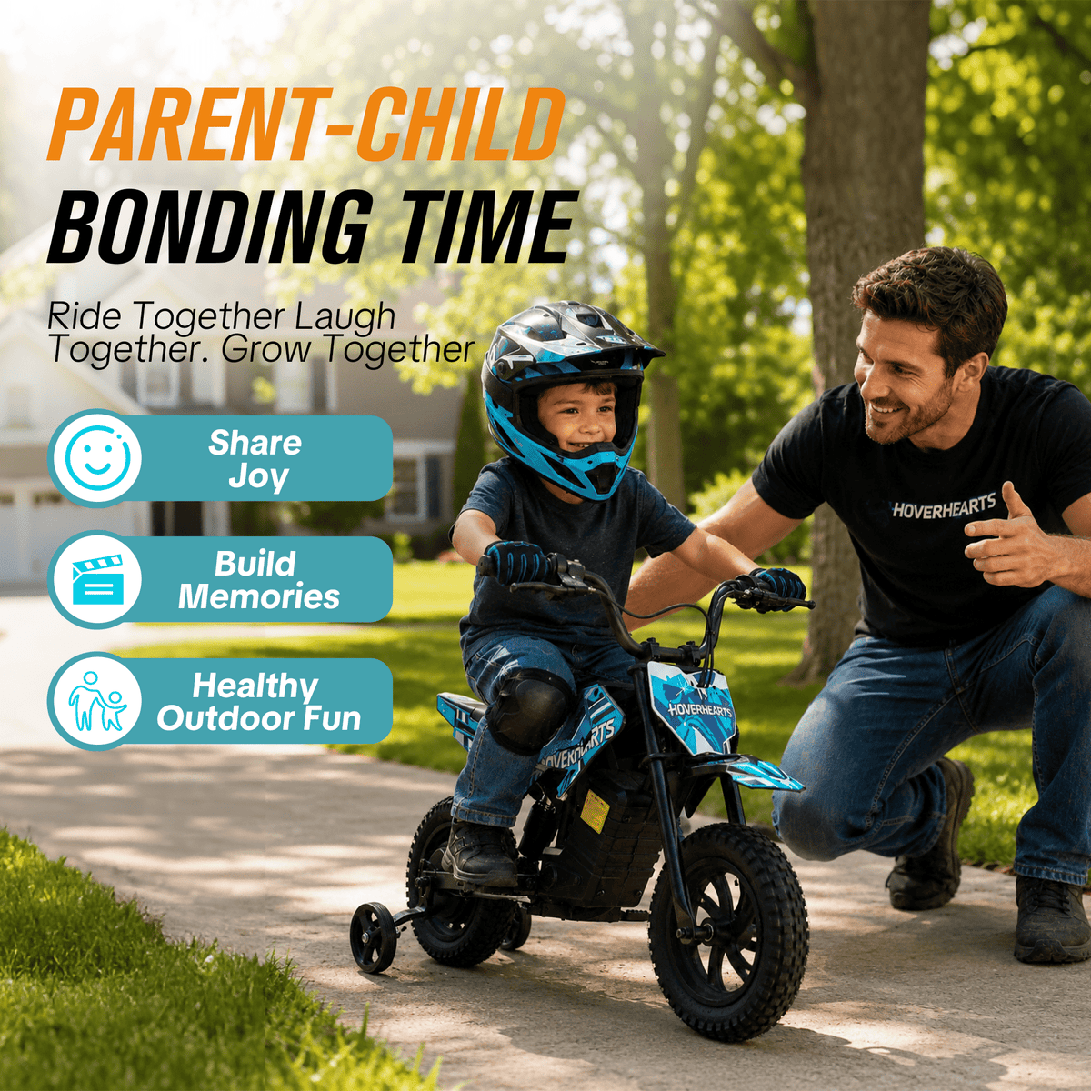 QEASET 24V Electric Mini Dirt Bike Ride-On Toy with Training Wheels, 120W Motor, 6.2 MPH Speed, Rechargeable Battery, Drum Brakes, Adjustable Seat, Outdoor Vehicle, Teal