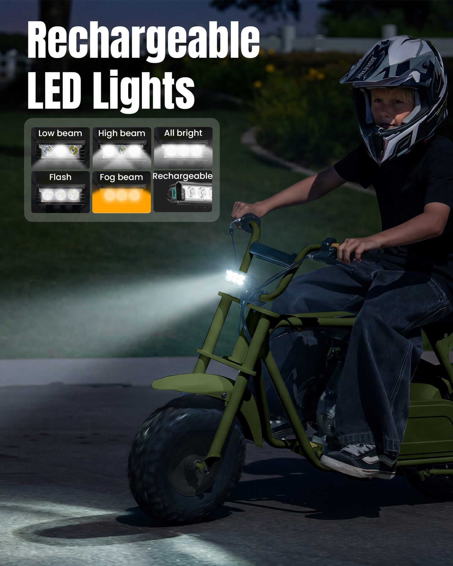 QEASET 105cc Gas Mini Dirt Bike, 4-Stroke 3HP Engine, Off-Road Ride-On Mini Bike, Ages 16+, Top Speed 25 mph, 200 lb Capacity, Green