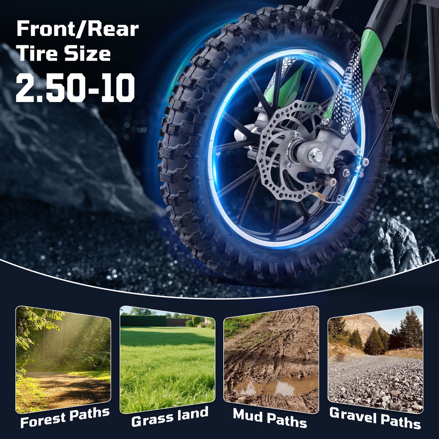 Aoemoe Gas Dirt Bike, 50cc 4-Stroke Gas Powered Kids Off Road Motorcycle (Model-DB4S004) with Off-Road Tire, Suspensions, Disc Brakes, Max Load 165Lbs, Up to 25Mph, NO OIL MIX REQUIRED