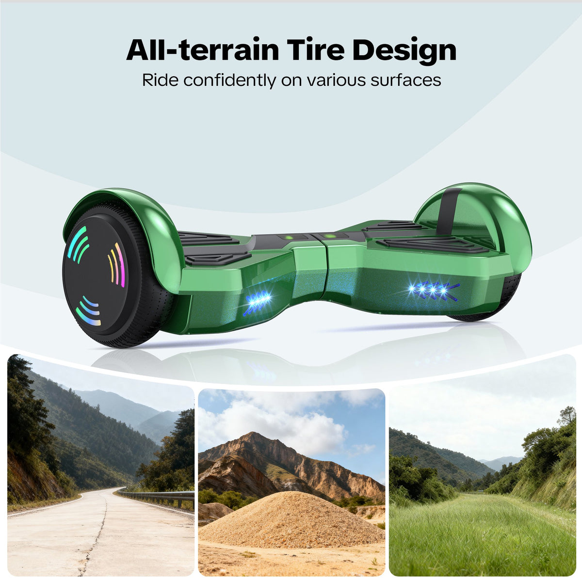 Tcdjtc Hover Self-Balance Scooter for Kids Board, Off Road Electric Scooter with LED Lights & 400W Motor, Electric Scooter with Bluetooth Speakers, Kids Scooter with 9MPH Max Speed