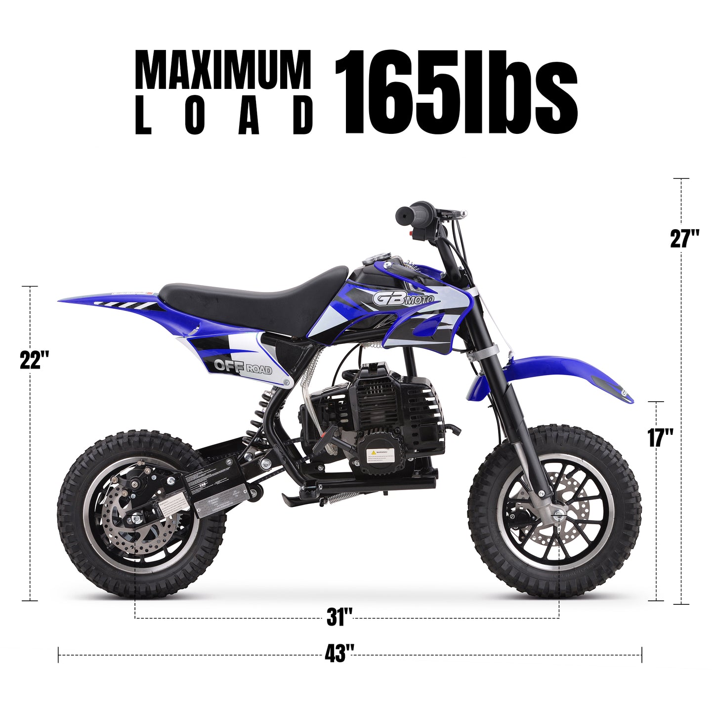 QEASET 49CC Dirt Bike, Mini Bike 2-Stroke Gas Powered off Road with Max Speed 20MPH, Pull Start