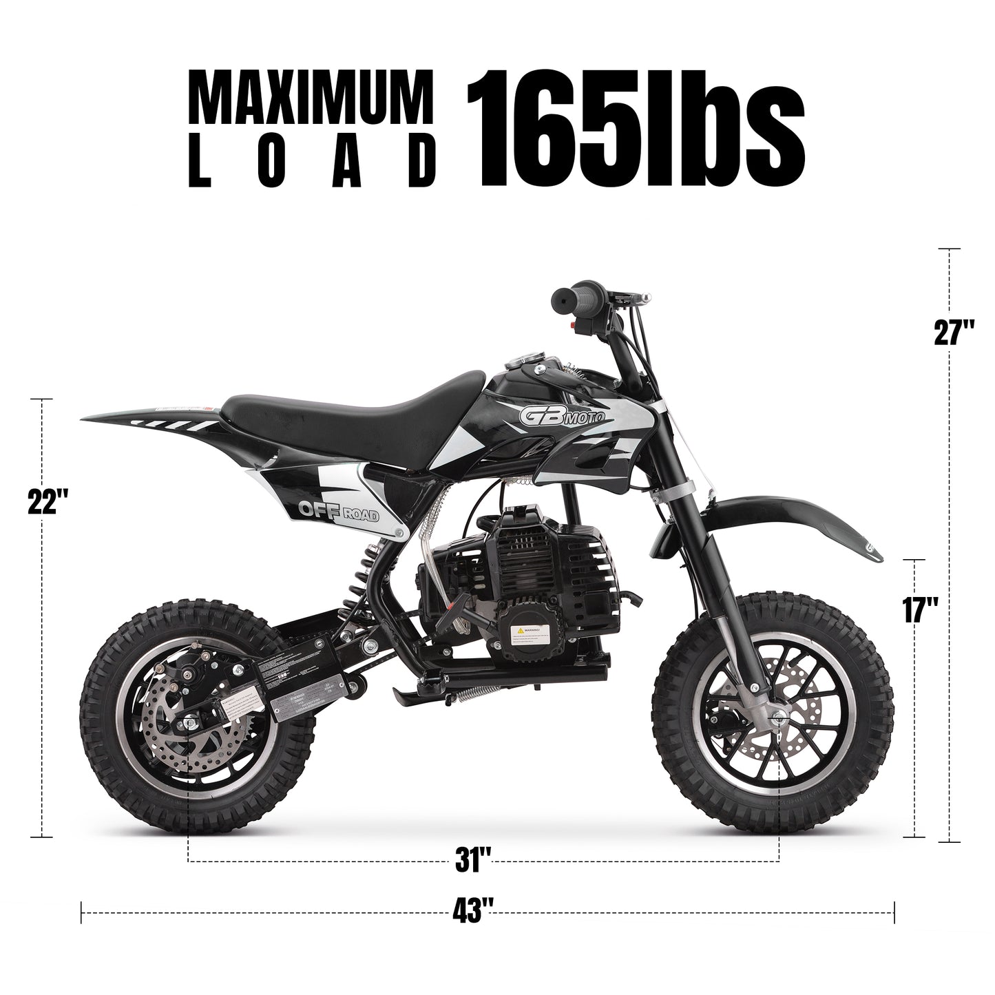 QEASET 39CC Dirt Bike, Gas Powered Mini Bike, Black