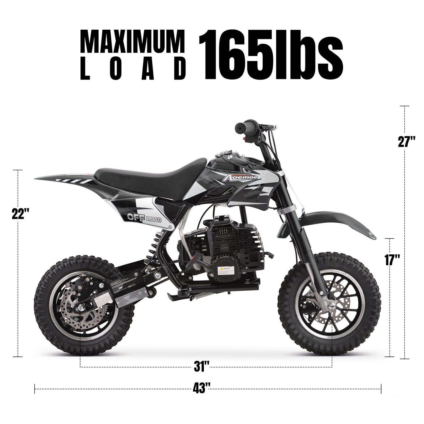 Aoemoe DB1 Gasoline 50CC Dirt Bike, BLACK