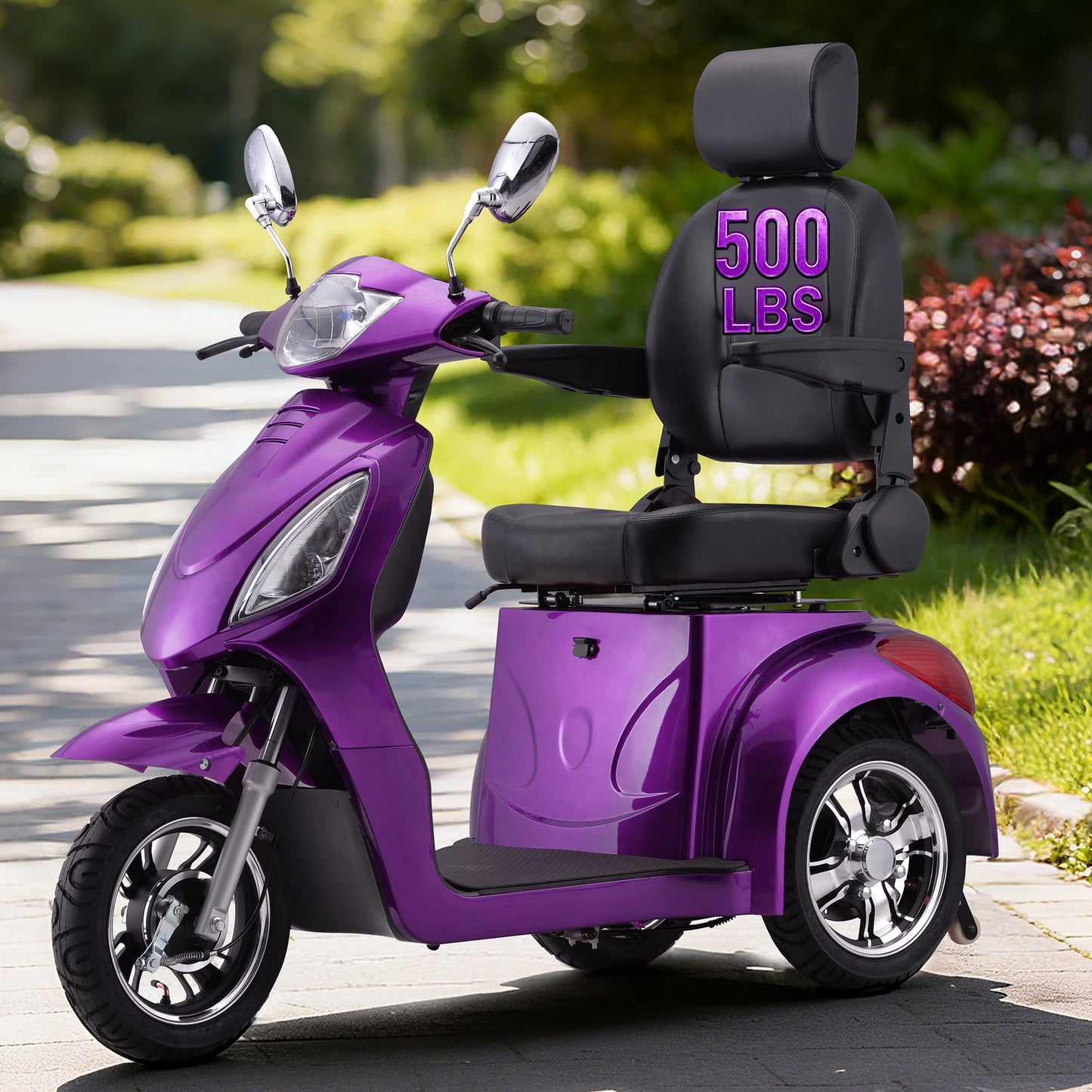 Heavy Duty 3 Wheel Mobility Scooters for Seniors & Adults 500lbs Capacity,Arshin Electric Powered Wheelchair Device,800W All Terrain Fast Mobility Scooter,31 Miles Long Range Battery(Purple)